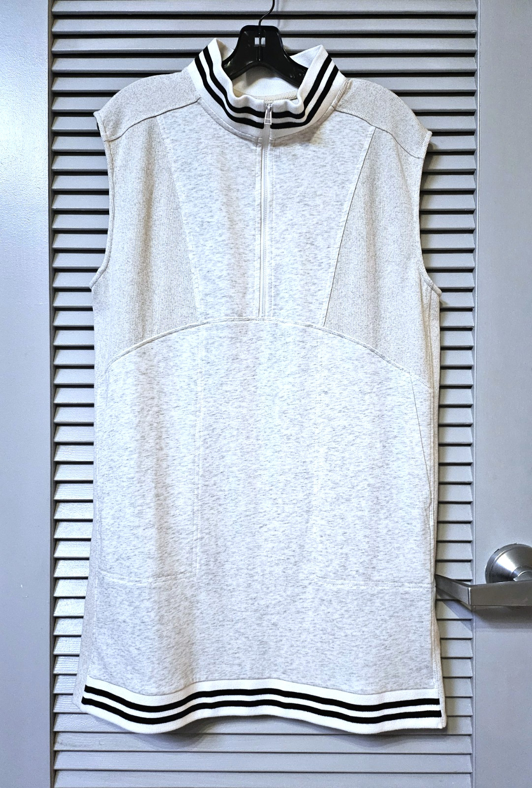 heather gray hi-neck slevless frenchterry sporty dress L