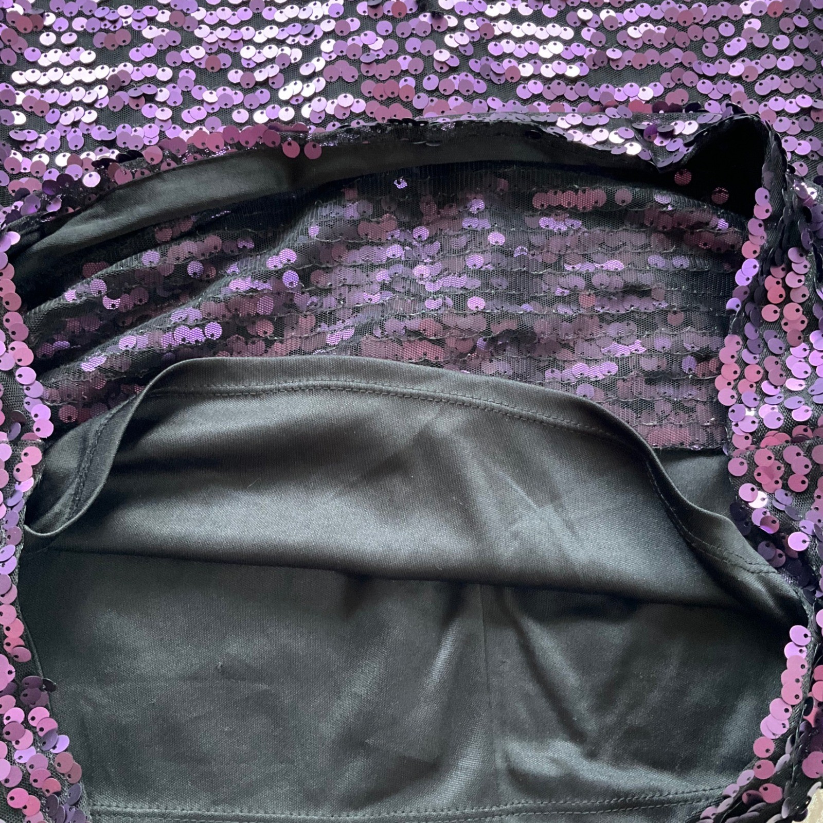 NWT Jessica Howard Sequin Mini Dress 8 Eggplant Purple Low V Back Cocktail Party