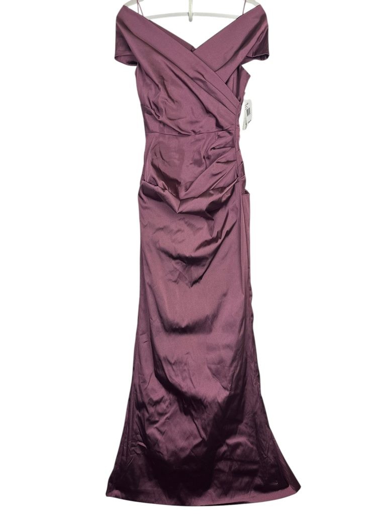 Teri Jon Rickie Freeman Gown 2 Pink Off Shoulder Satin Stretch Mermaid