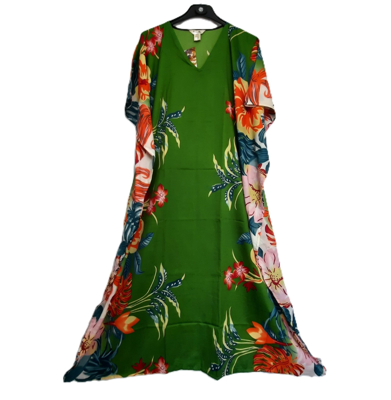 Gypsie Blu Caftan Long Dress One Size green orange blue floral Plus 3X 2X 1X NEW