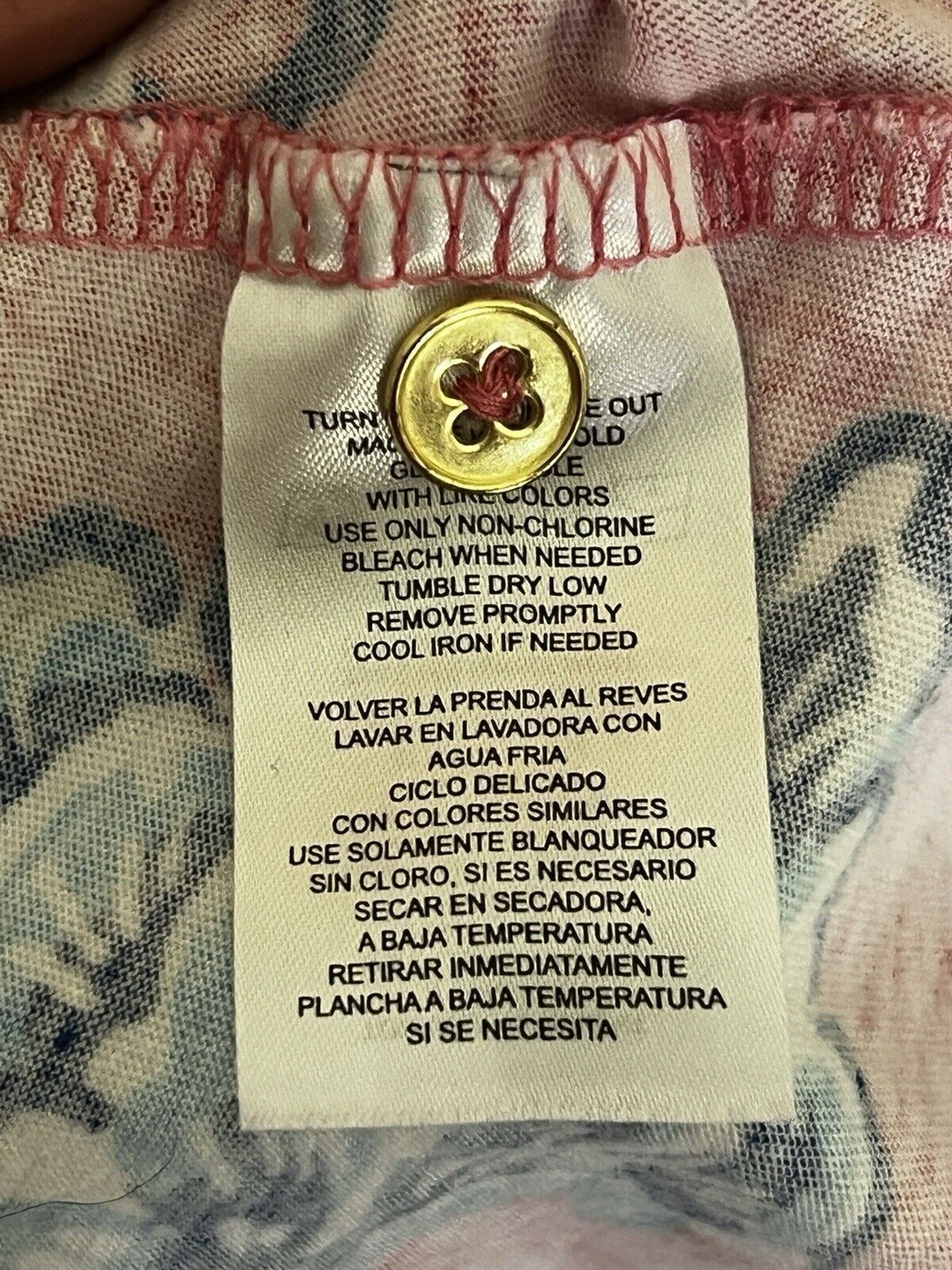 Caribbean Joe Dress 3/4 Rolled Sleeve Size Small Blue Pink Floral Cotton Blend