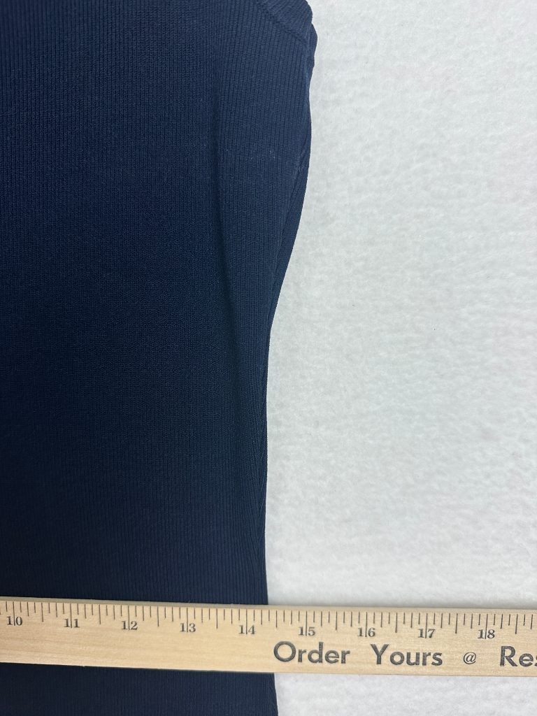 Michael Kors Sweater Dress Large Blue Off Shoulder Fold Over Midi Knit Bodycon