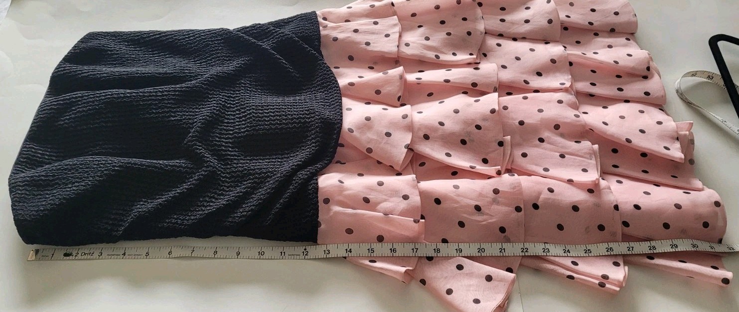 Vintage 80’s A.J. Bari Silk Strapless Party Dress Black/Pink Polka Dot Size 6