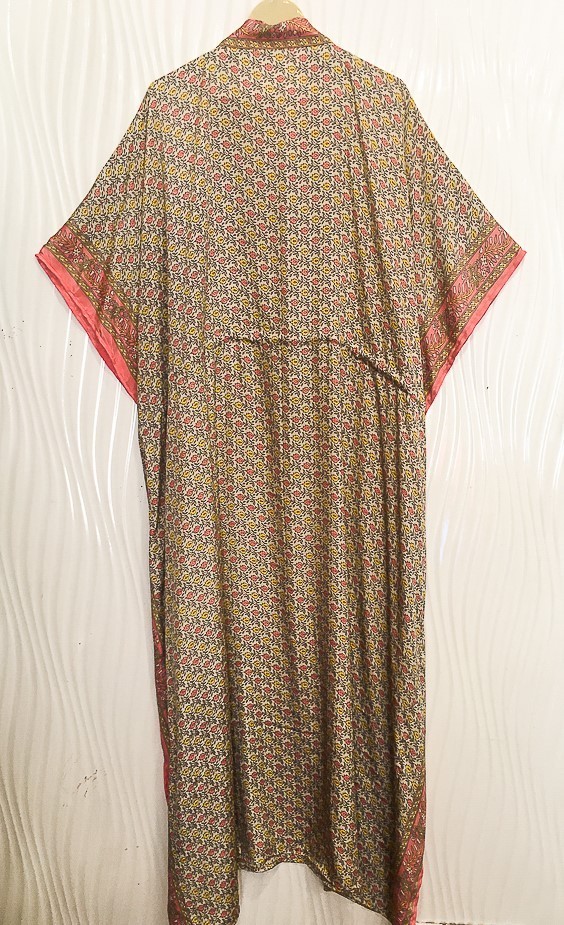 Silk Off-White Kaftan / Handmade Flowy Maxi Dress / Resort Wear Outfit MFN1106