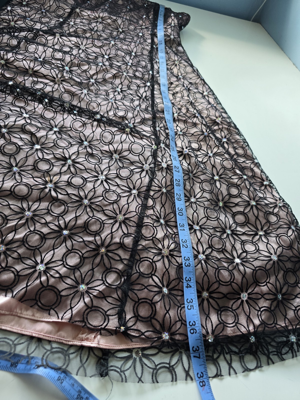 Adrianna Papell Botique Mesh Sequins Cocktail Black Strapless Dress 14