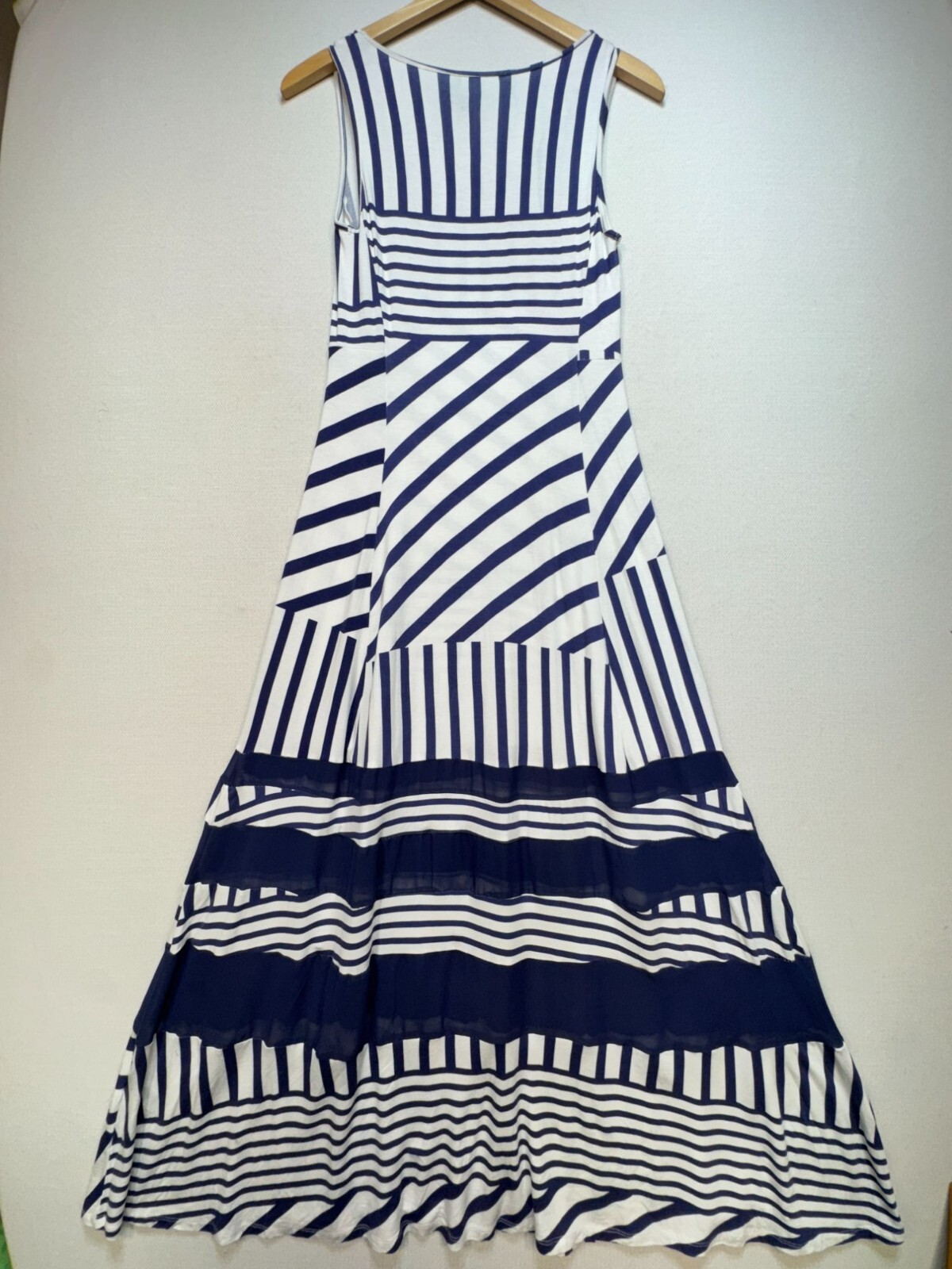 Peter Som For Designation Womens Maxi Dress Size S Blue White Striped Sheer