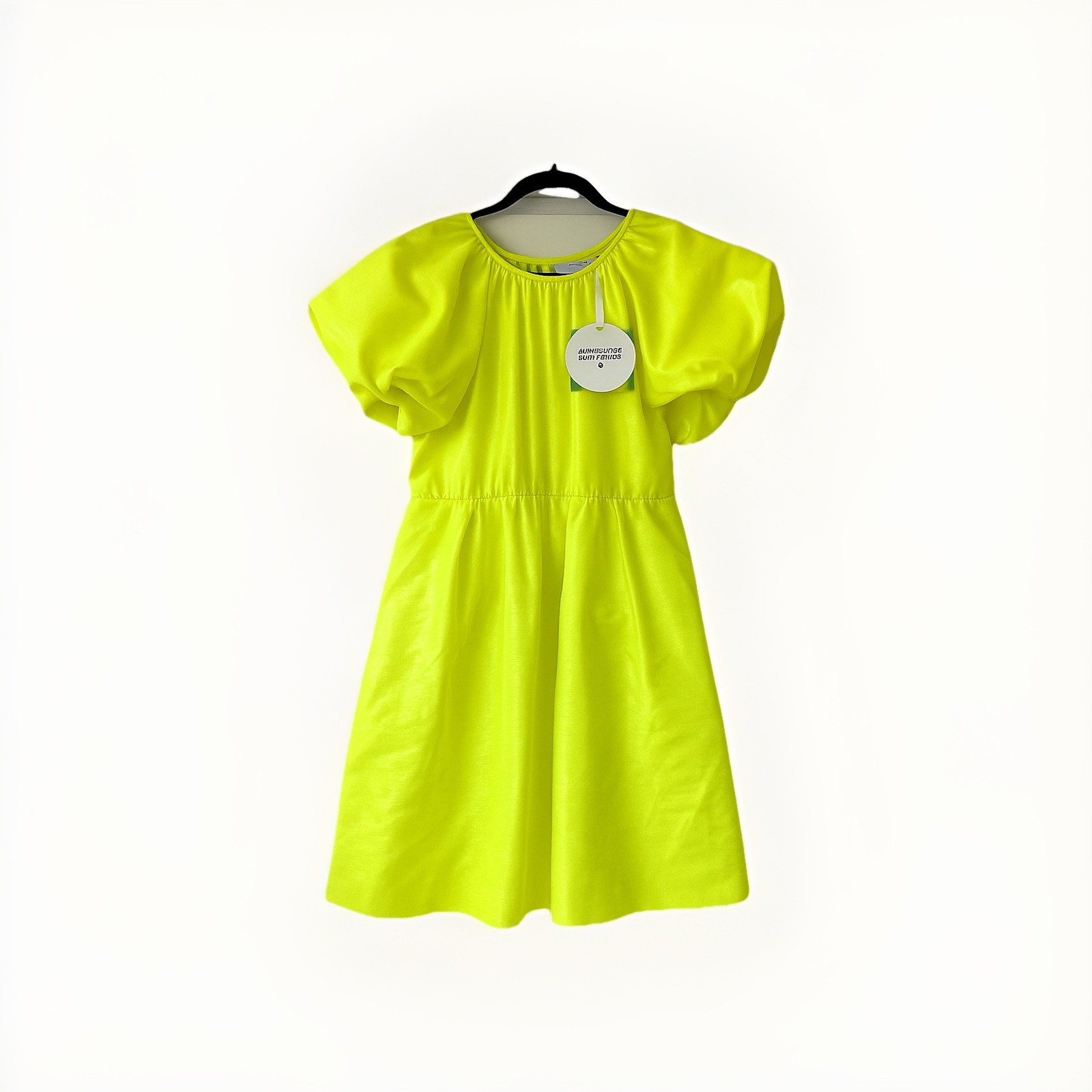 Christopher John Rogers x Target Yellow Puff Sleeve Midi Dress Size L Neon Chart