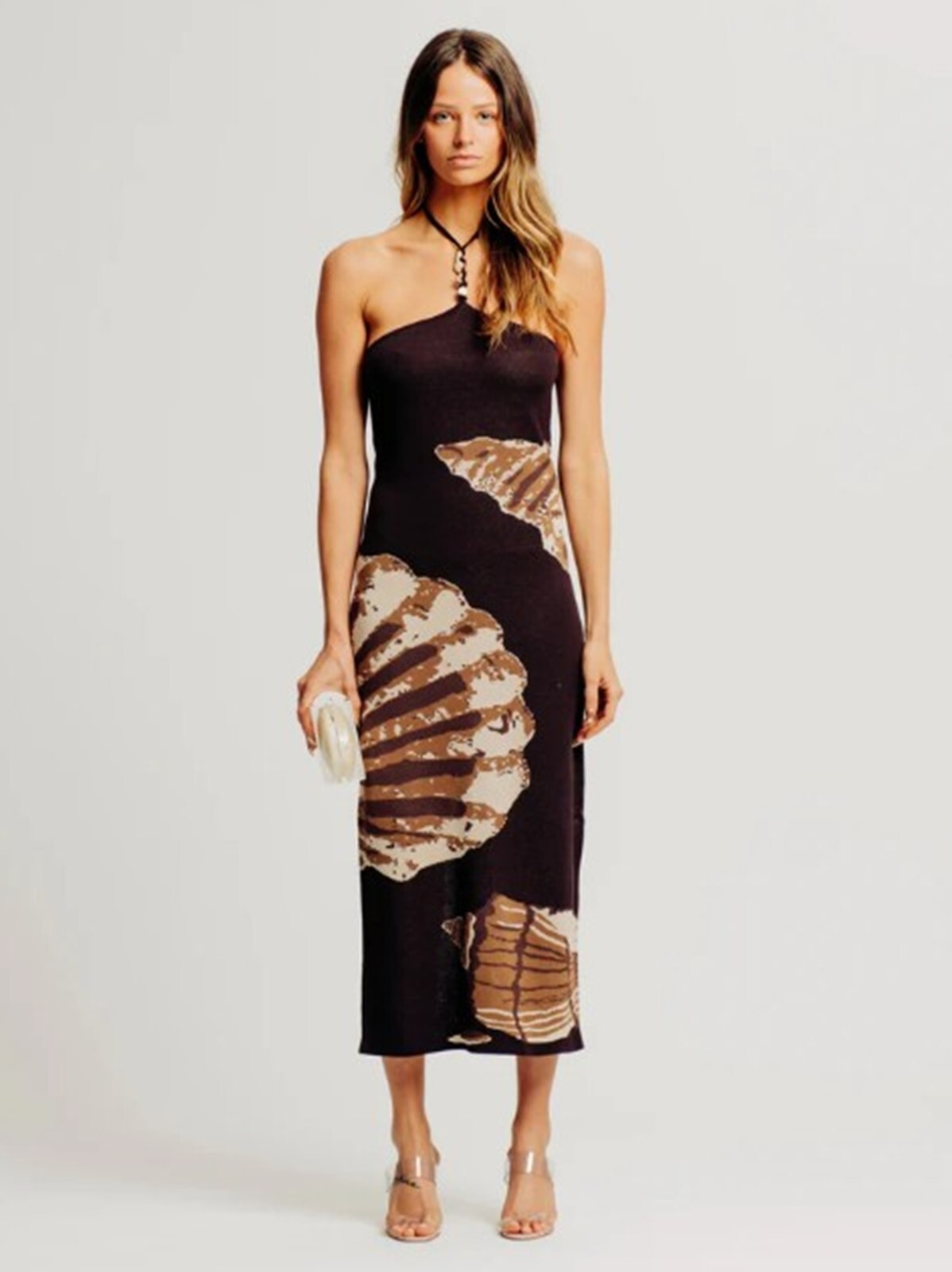 Torn by Ronny Kobo Lola Midi Dress Chocolate Brown Shell Size XS Halter