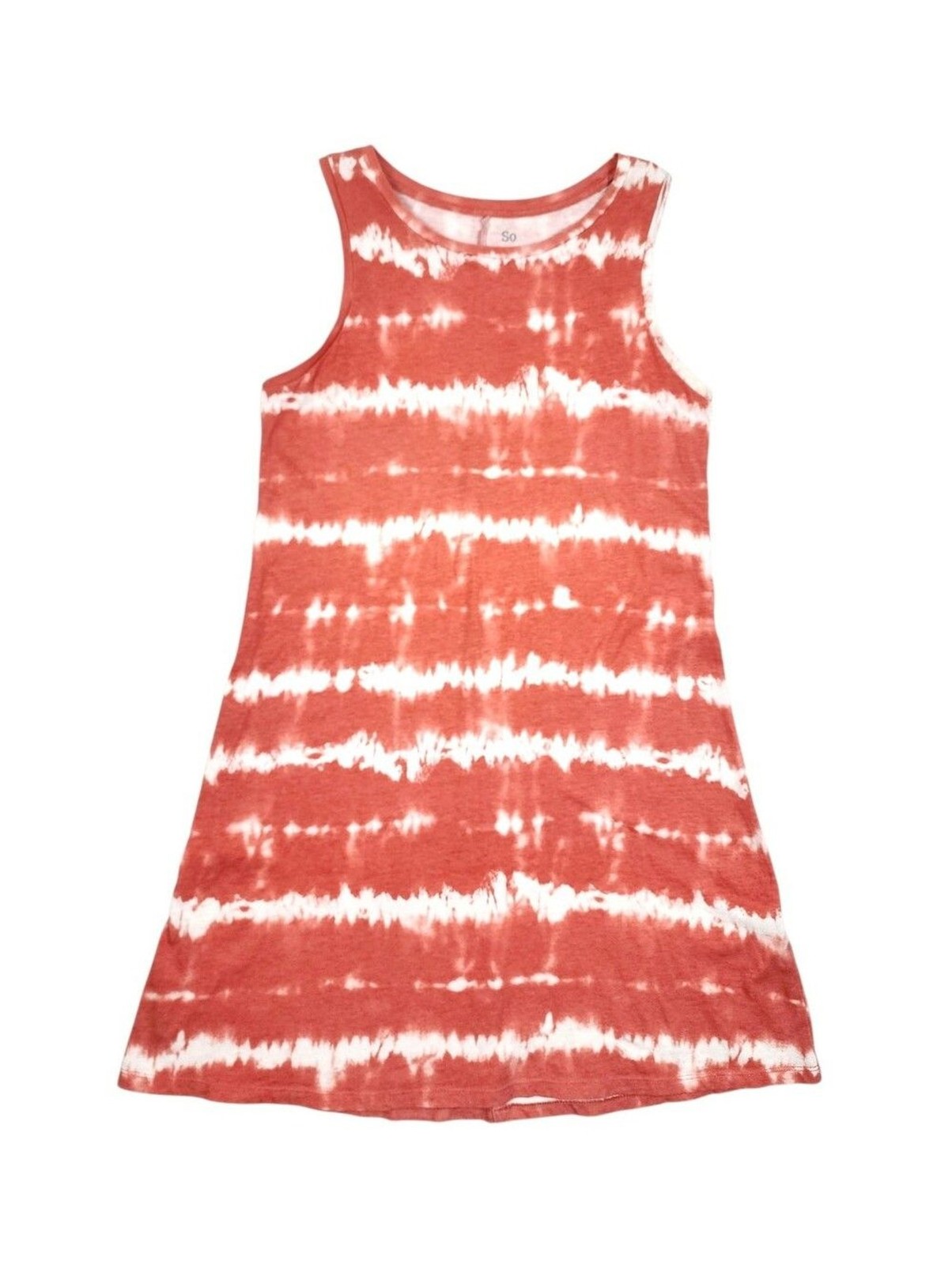 SO Coral and White Tie-Dye Cotton Mini Dress Size M