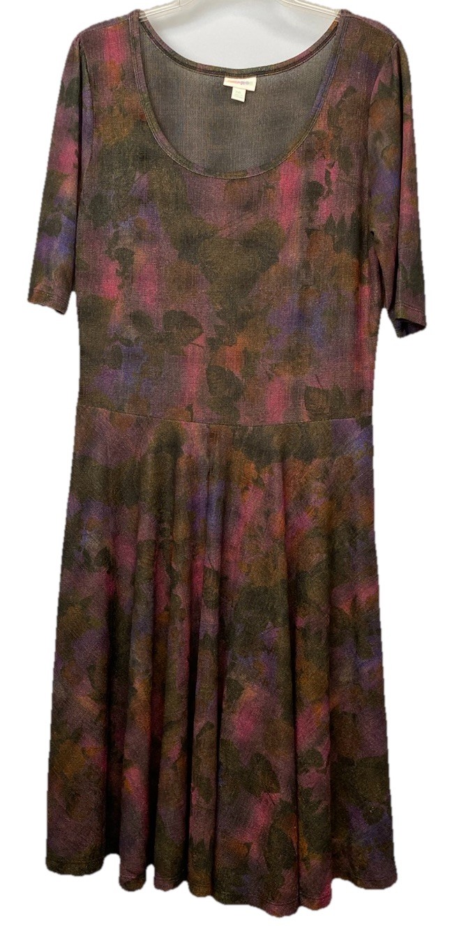 lularoe short sleeve dress fitted bodice scoop neck full circle skirt measures M