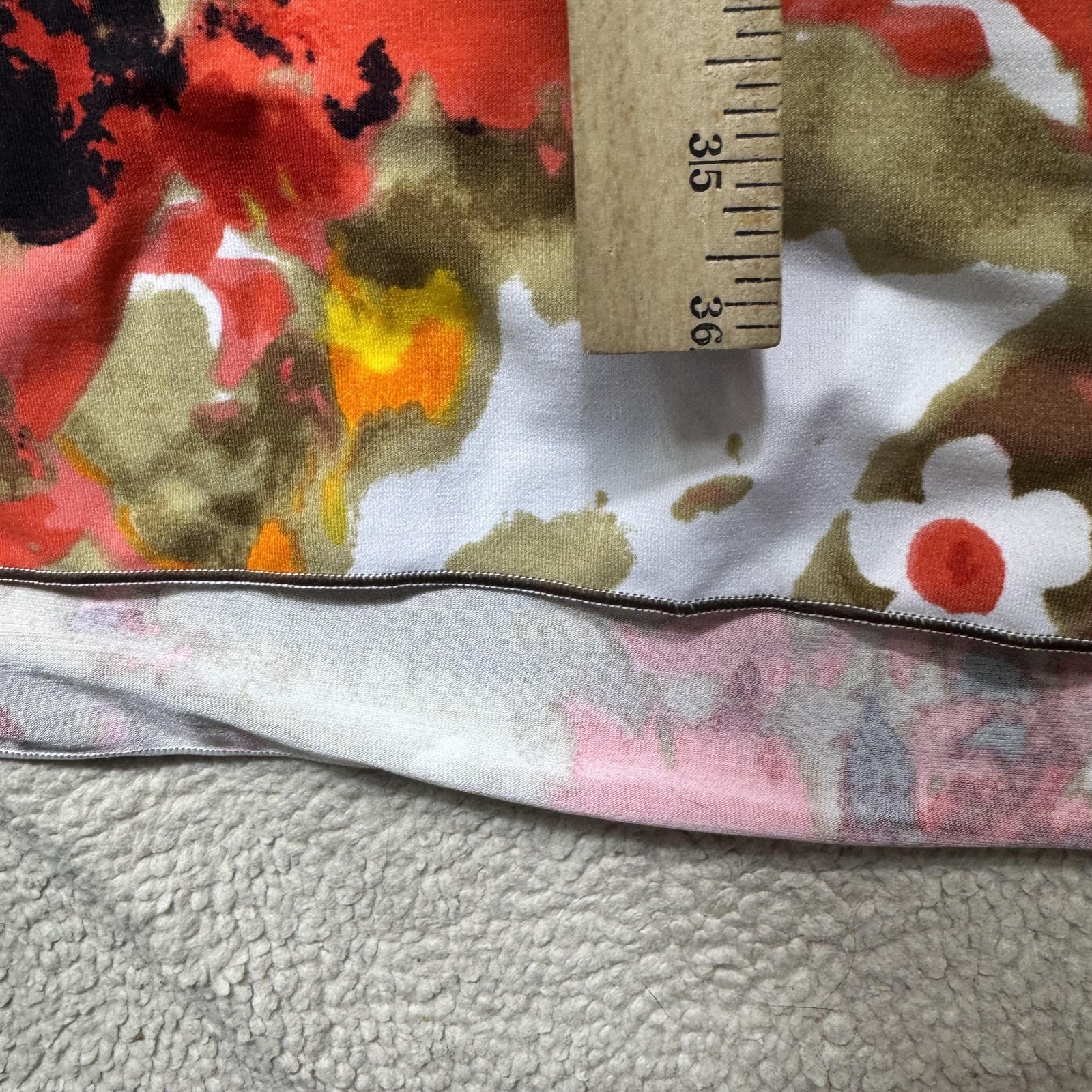 Monroe & Main Dress Womens Medium Multi Floral Faux Wrap Side Tie 3/4 Sleeve