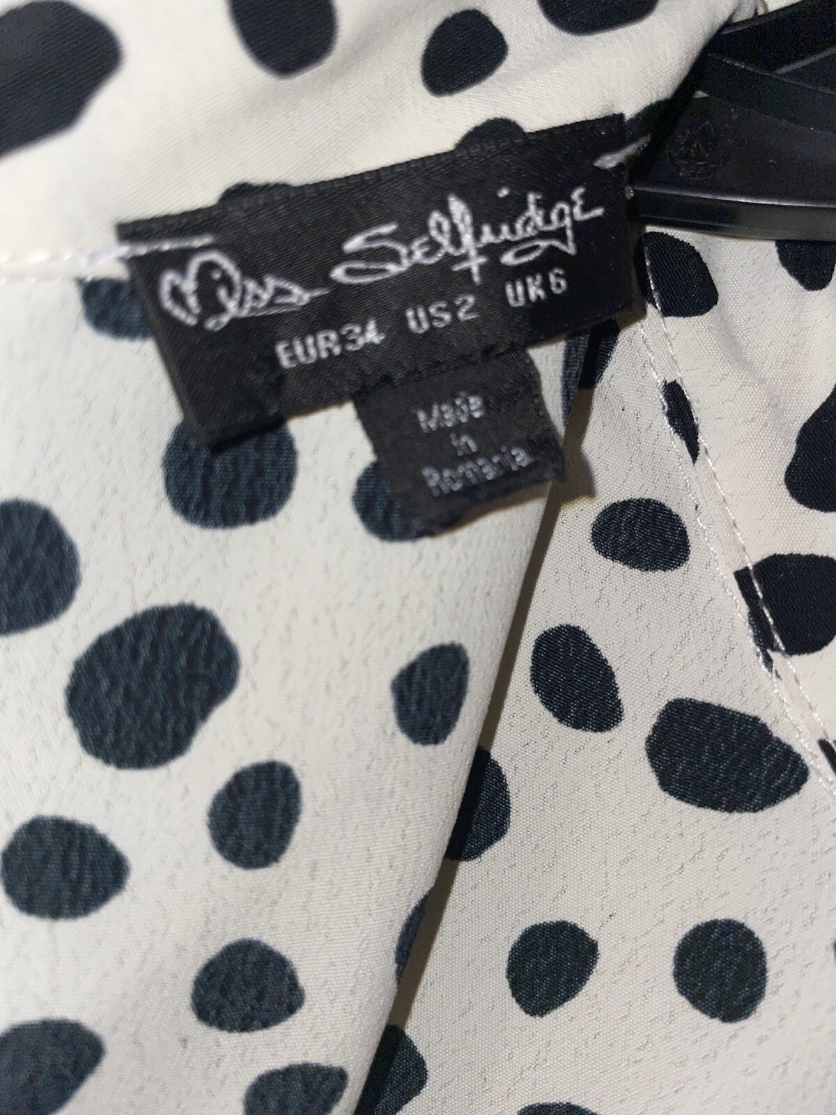MISS SELFRIDGE ivory black polka dot long sleeve midi dress 2