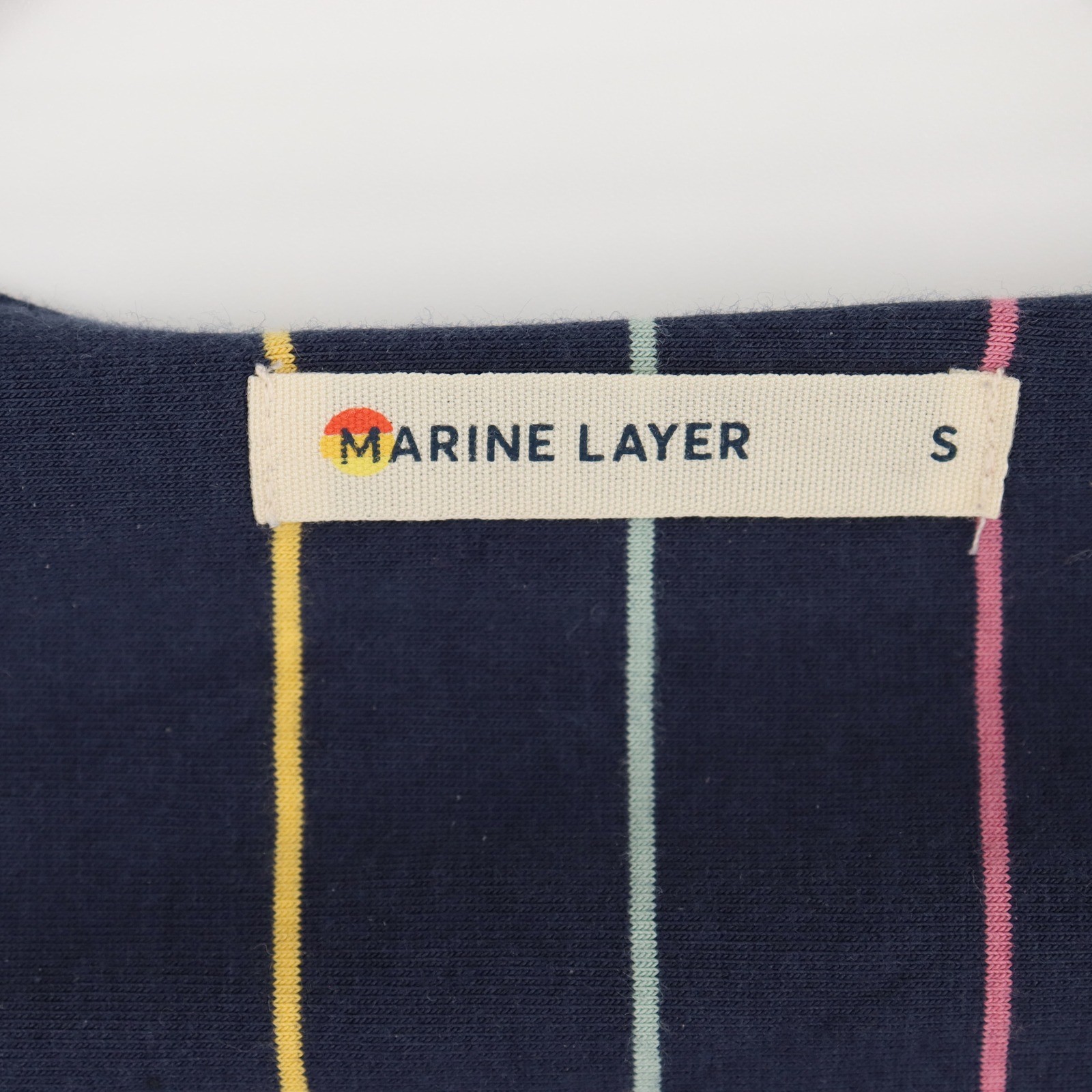 Marine Layer Roxanne Navy Striped Maxi Dress Size S Sleeveless Drawstring Slit