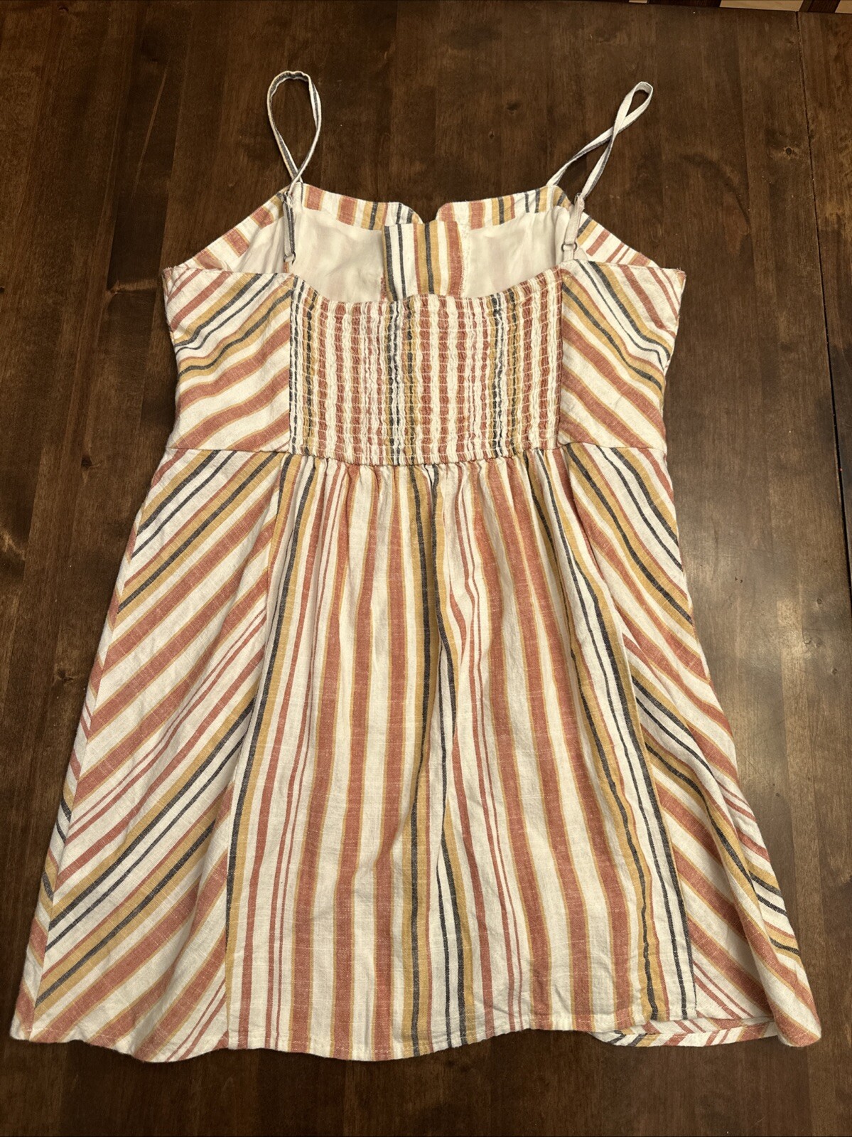 Aéropostale Cream, Tan Striped Strappy Short Dress Size XL Lace Up New Corset