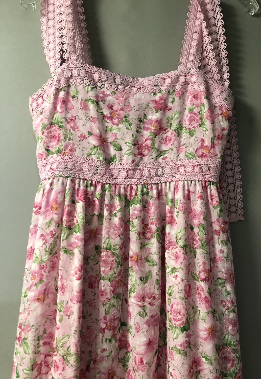 Size Medium By The River Pretty In Pink Floral & Lace Maxi Dress