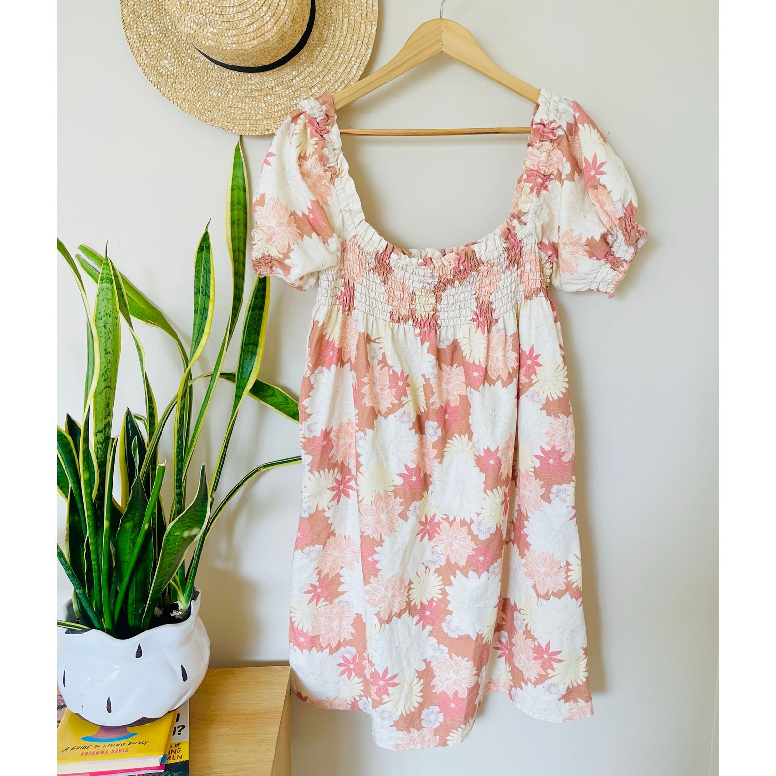 Faherty Ramona Smoked Puff Sleeve Dress