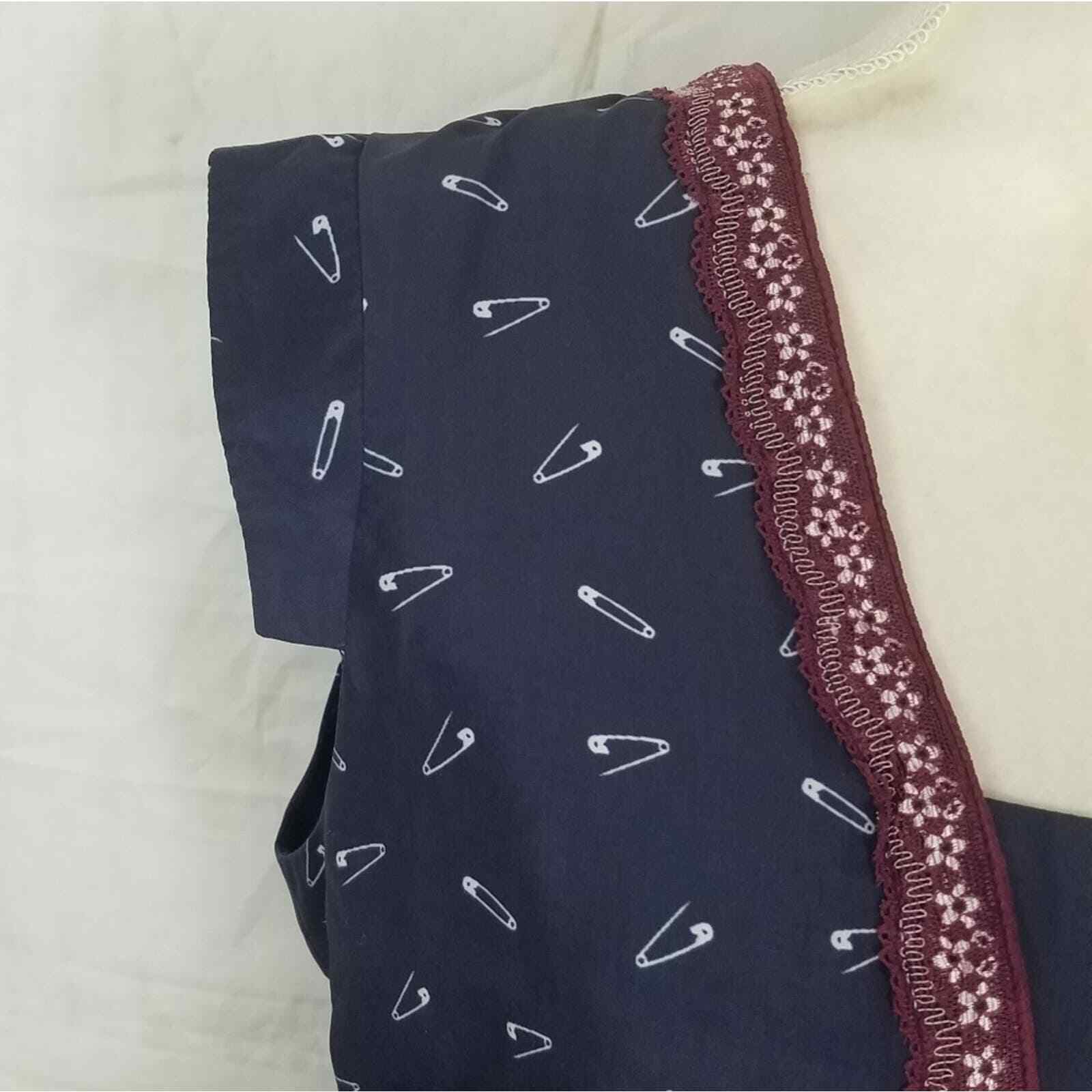 Pink martini blue safety pin pattern picadilly pinup style dress size medium