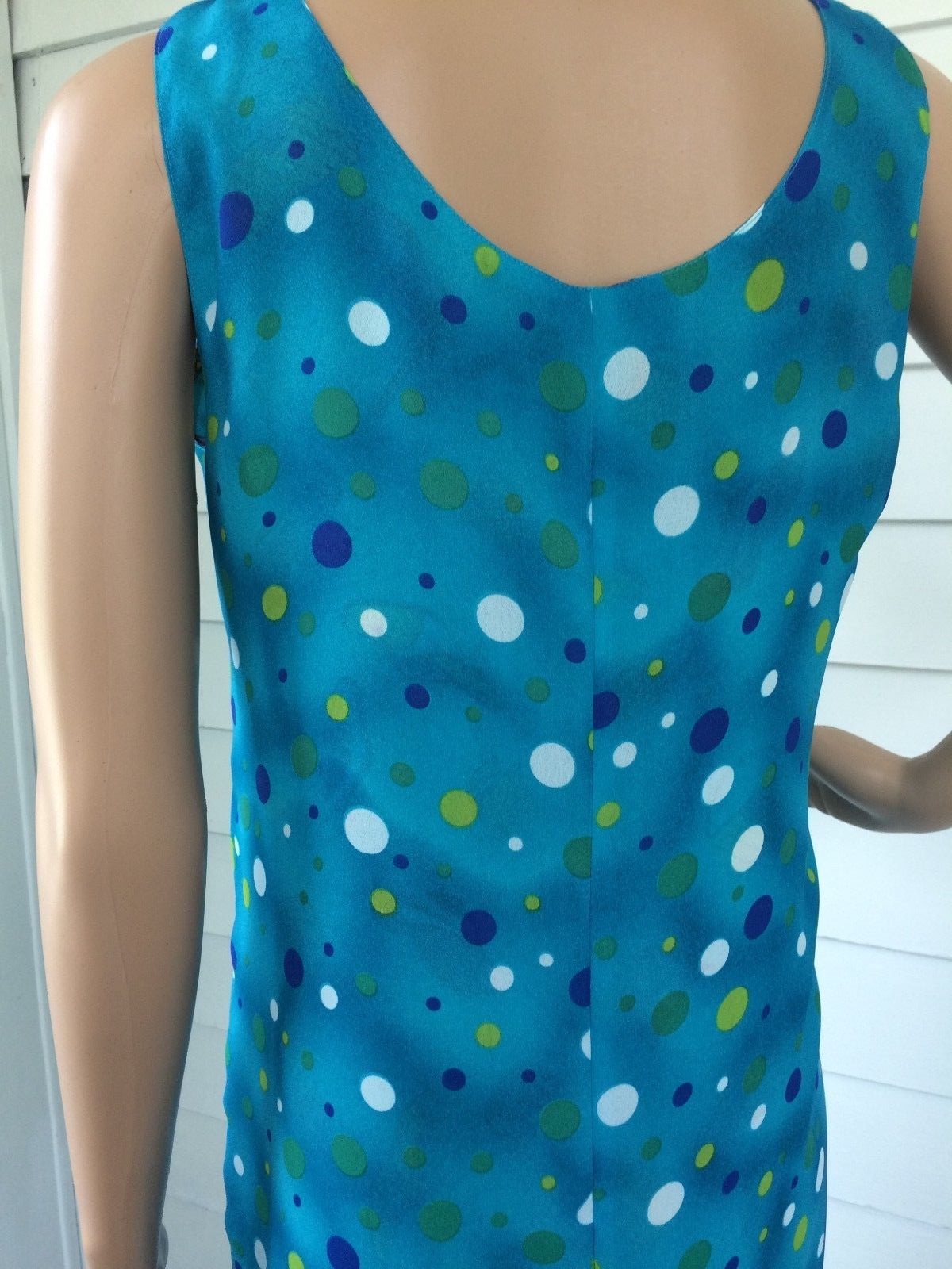 Reversible Novelty Print Dress Shoes Handbags to Polka Dots Sleeveless Blue S XS