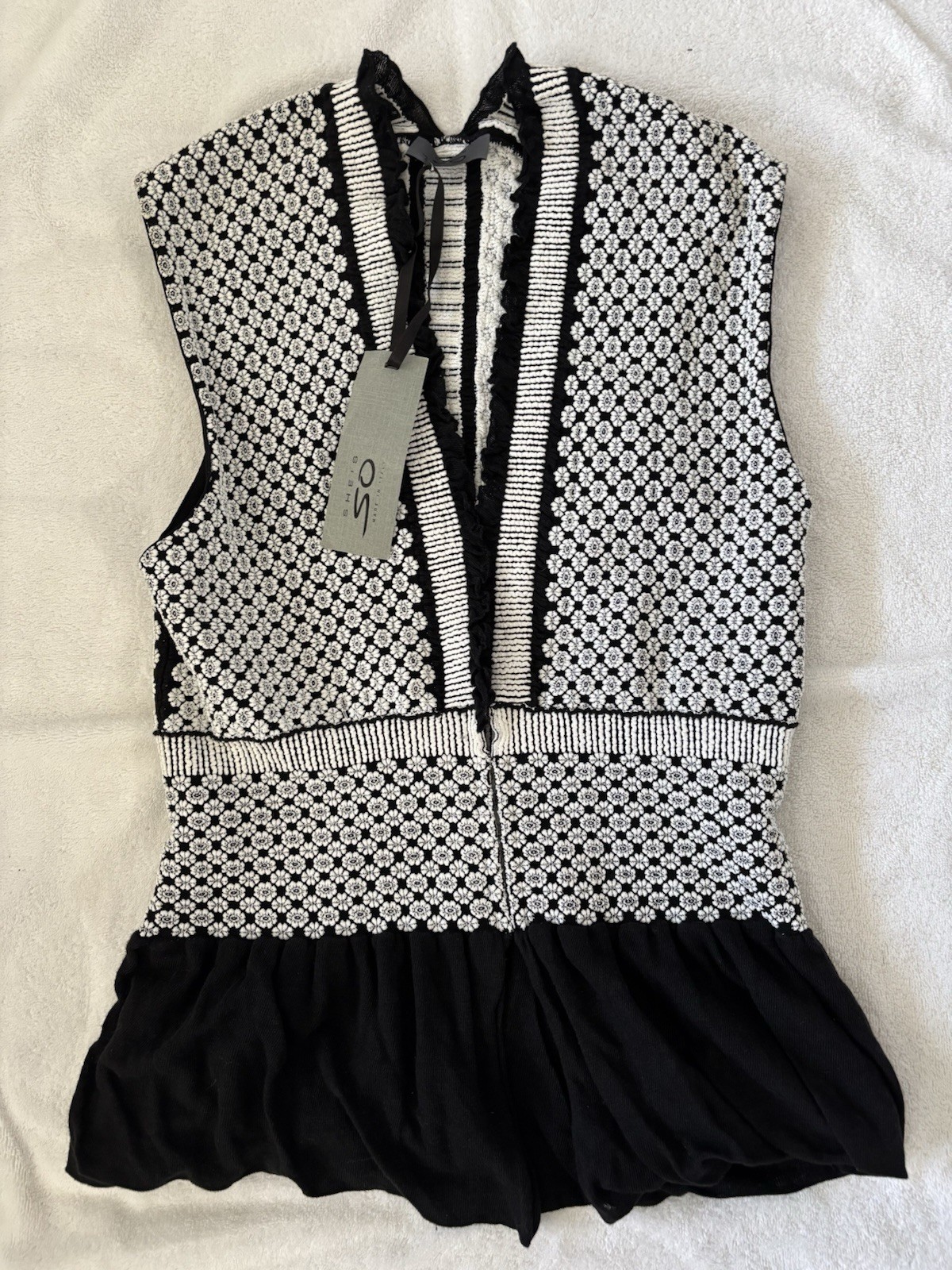 She’s So Knit Dress Off the Shoulder, Made in Italy, Size 8 Hooks In The Front