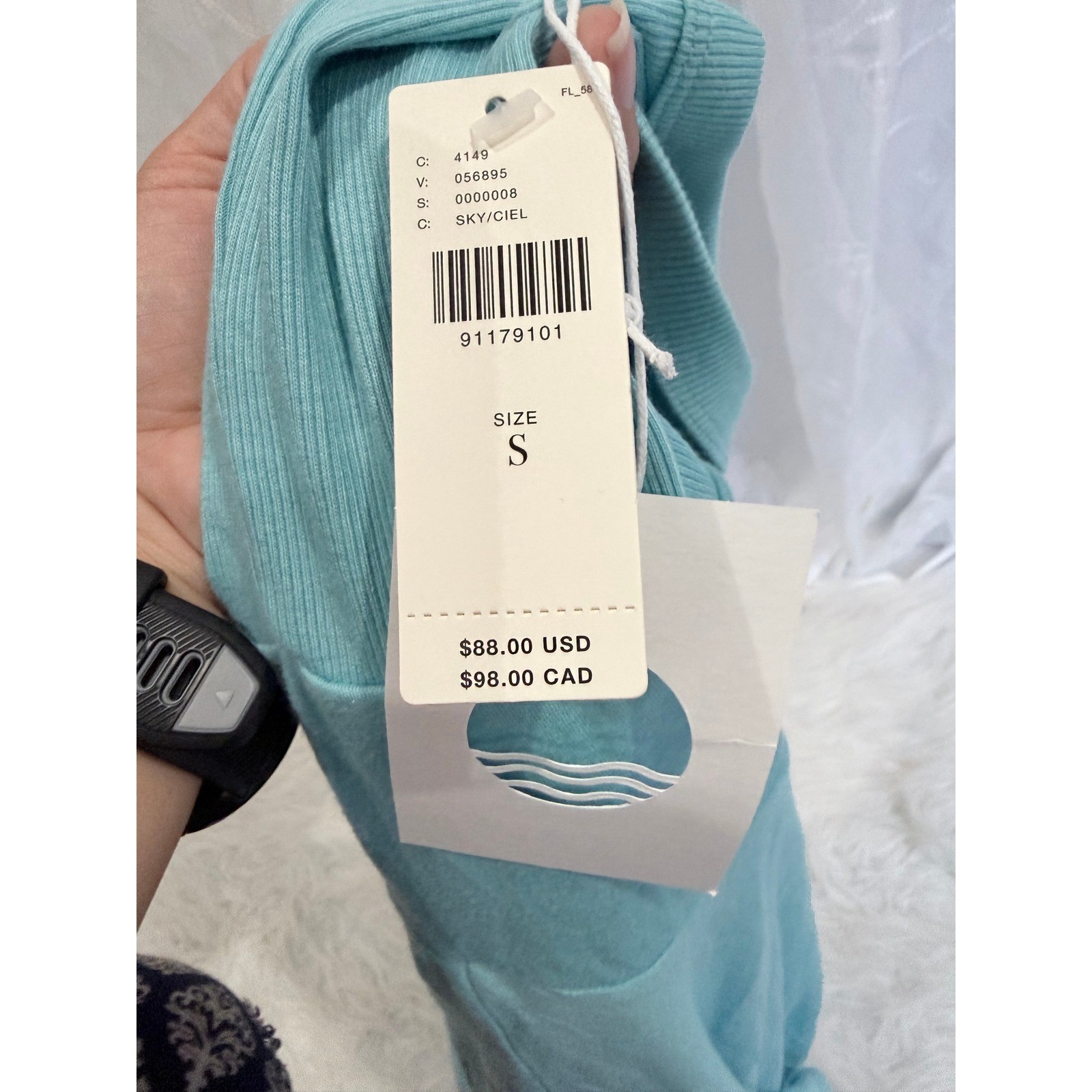 Daily Practice Anthropologie Ribbed Mini Dress Turquoise Blue Cinched Side Small