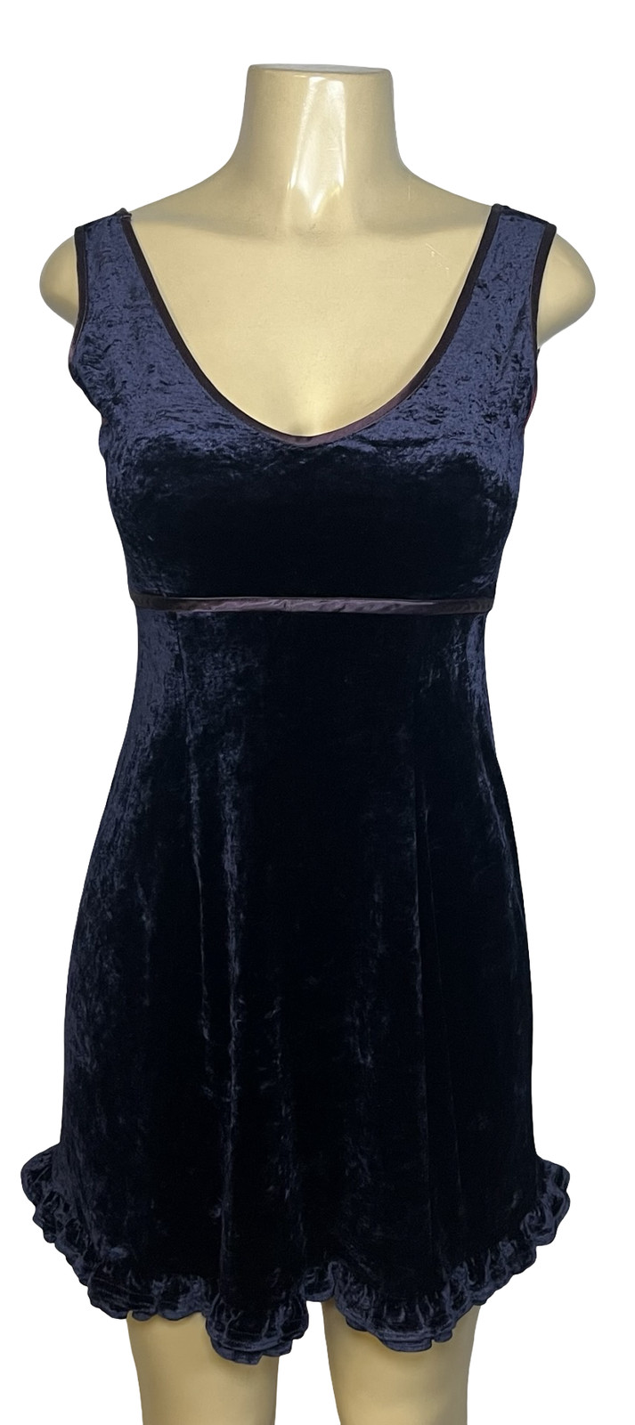 Vintage Mica Dress Womens Small Blue Velvet Tank Mini Empire Y2K Whimsigoth