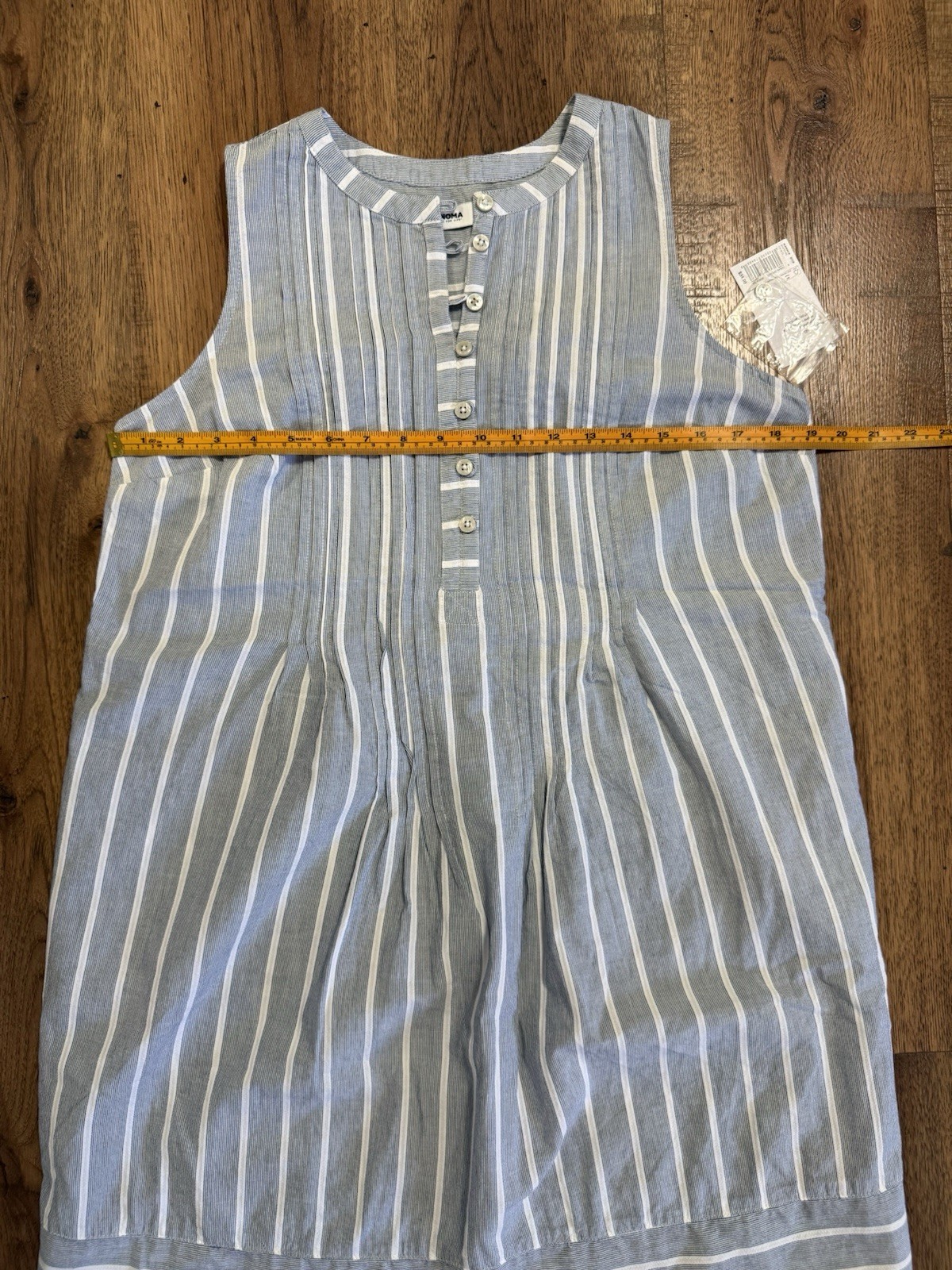 SONOMA Goods for Life Blue White Striped Shift Dress 100% Cotton Round M