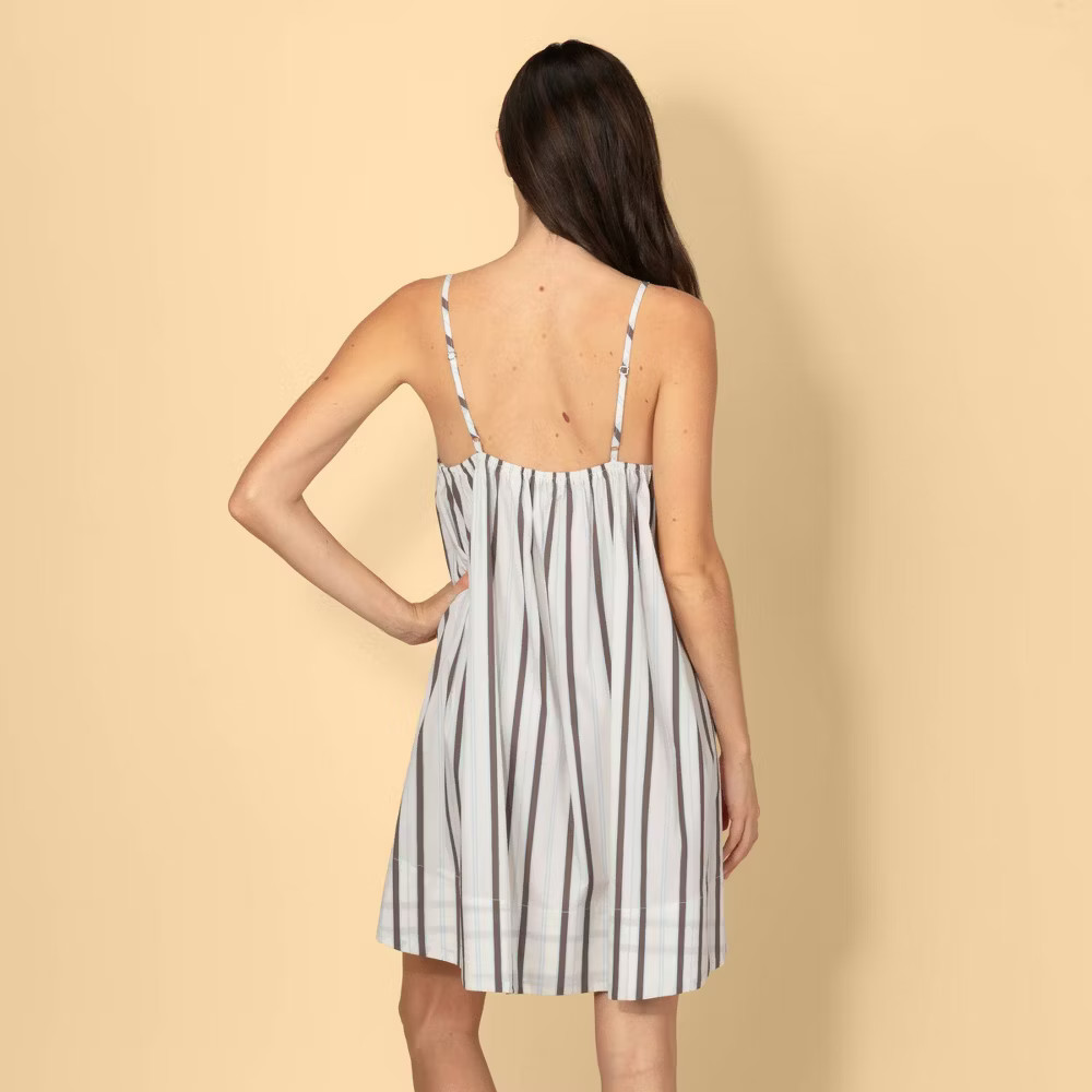 Solid & Striped Women Tie-Front Poplin A-Line Mini Dress – Brown/Cream Striped