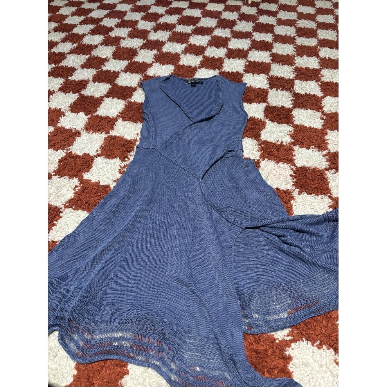 Peruvian Connection Blue Knit Midi Dress