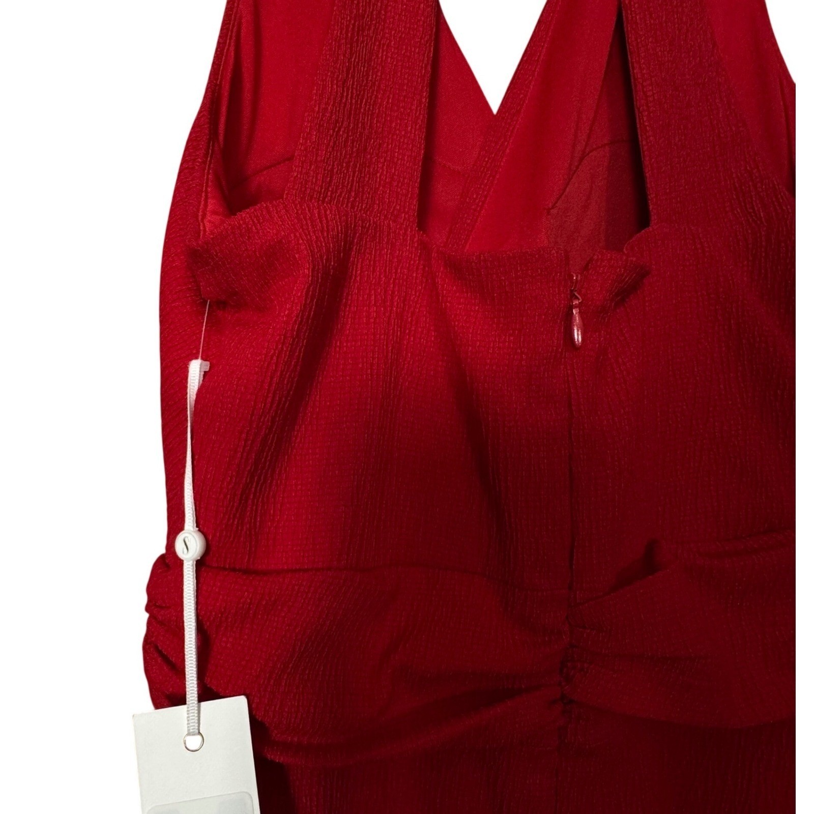 Sienna Halter Ruched Draping Midi Dress Sz 0 Red Classic Cocktail Party Wedding