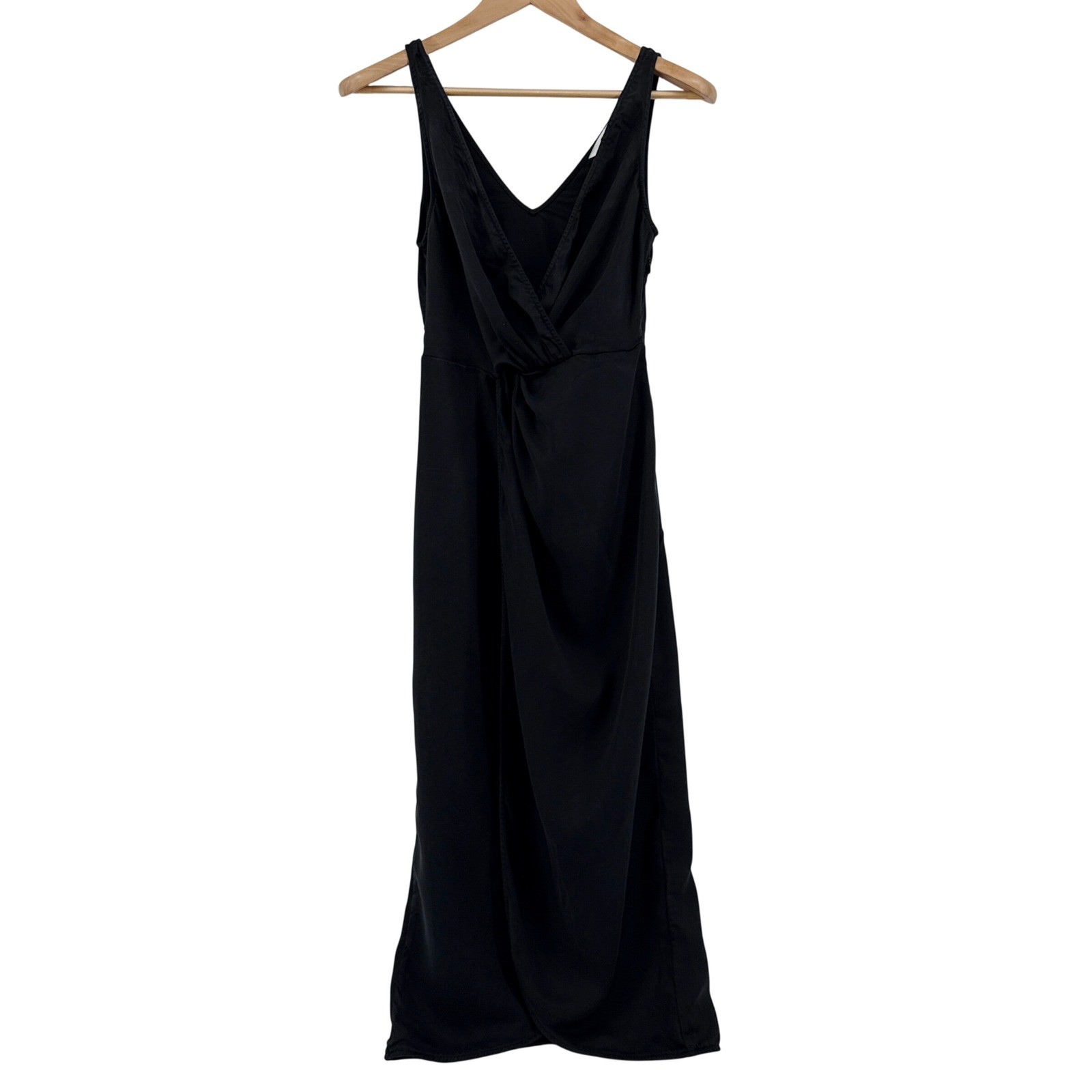 & Other Stories Paris Atelier Black Lyocell Surplice Front Midi Dress Size 2