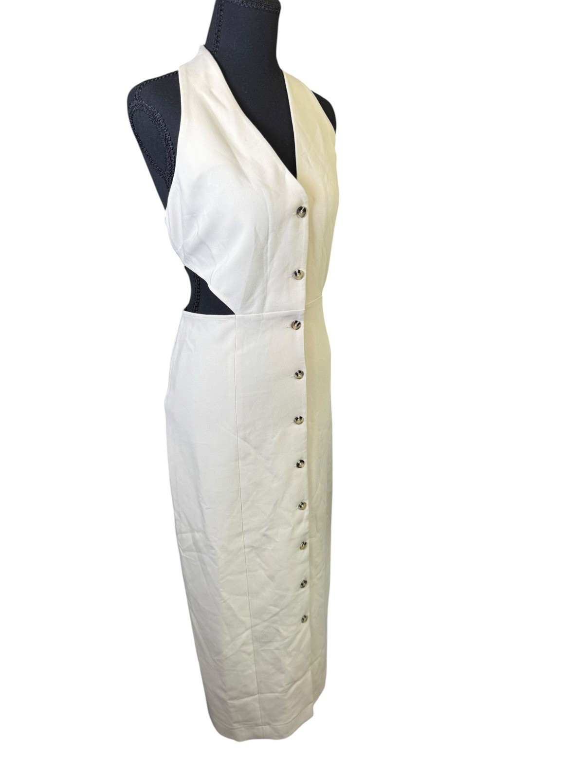 favorite daughter Ivory Button Up Halter Dress With Cutout Size 12 NWT