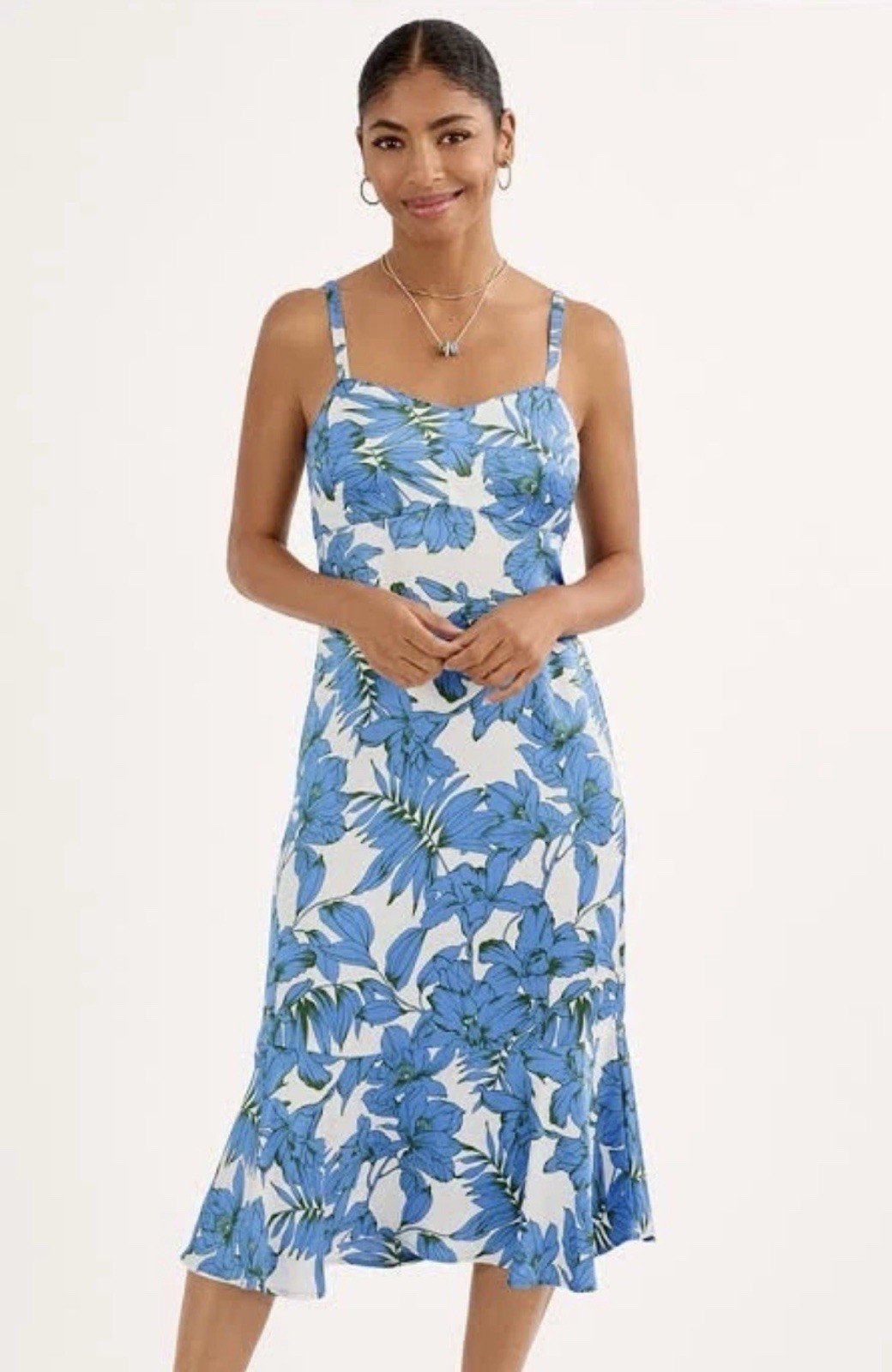 Cabi Worn 1 Time Botanical Dress #6761 Blue White Medium Was $139
