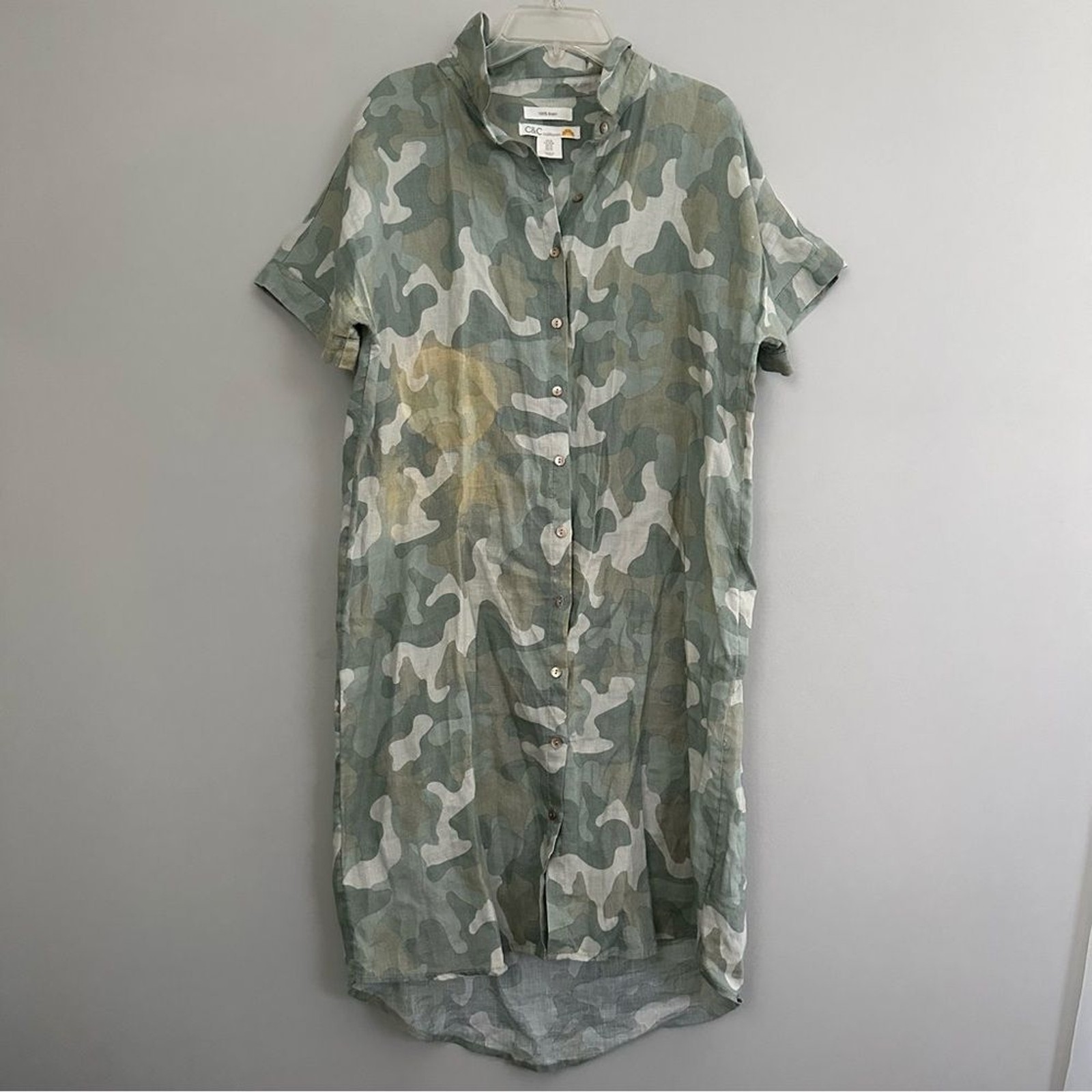 C&C California Camo Kimono Button Down Dress linen breathable lightweight
