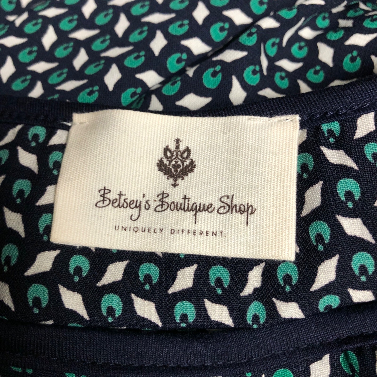 Betseys Boutique Shop Dress Womens Large XL Blue Green Shift Lightweight Comfy
