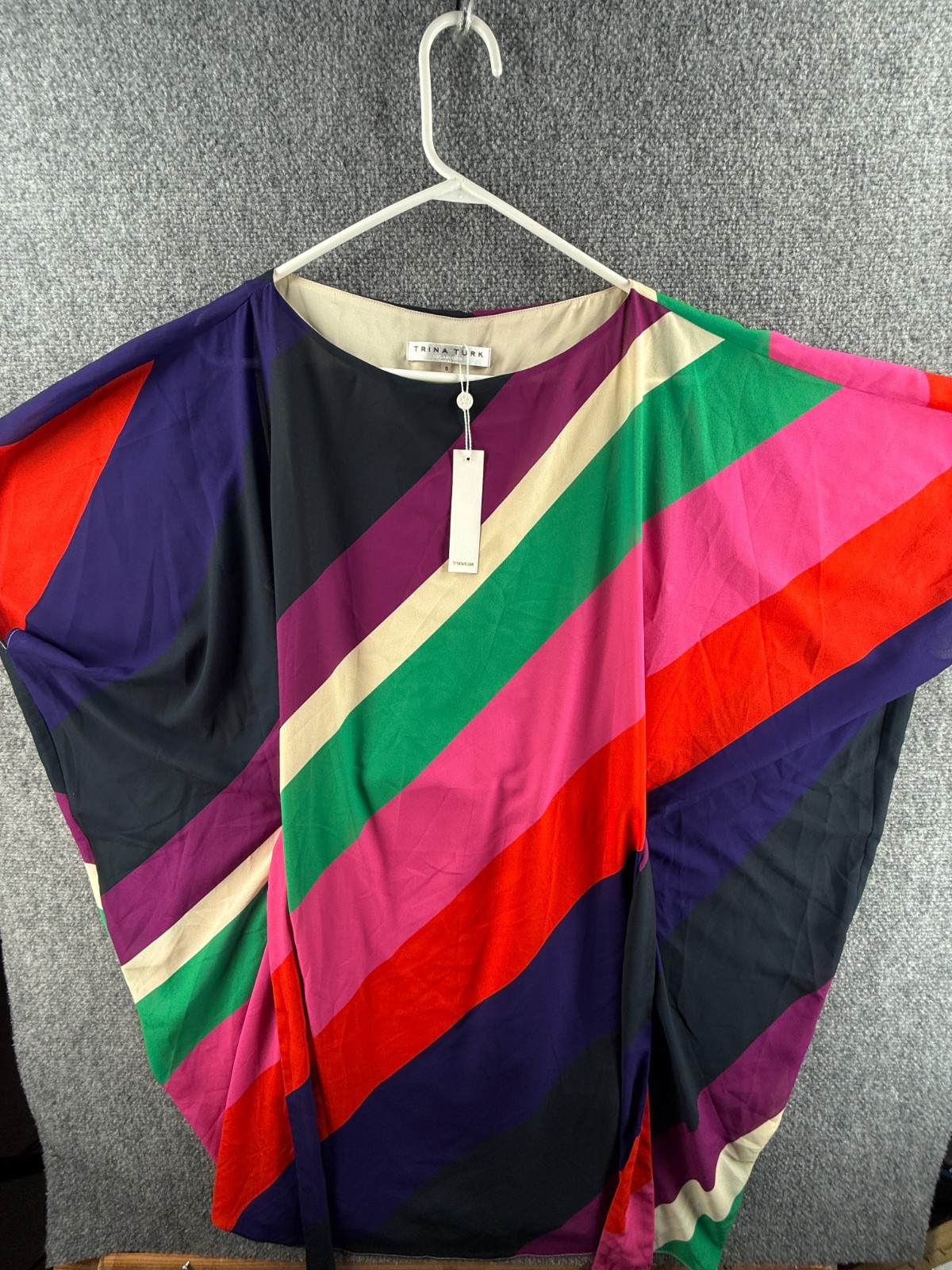 NWT Tina Turk Printed Belted Poncho Dress Top Small Lined Kaftan Tunic Colorful