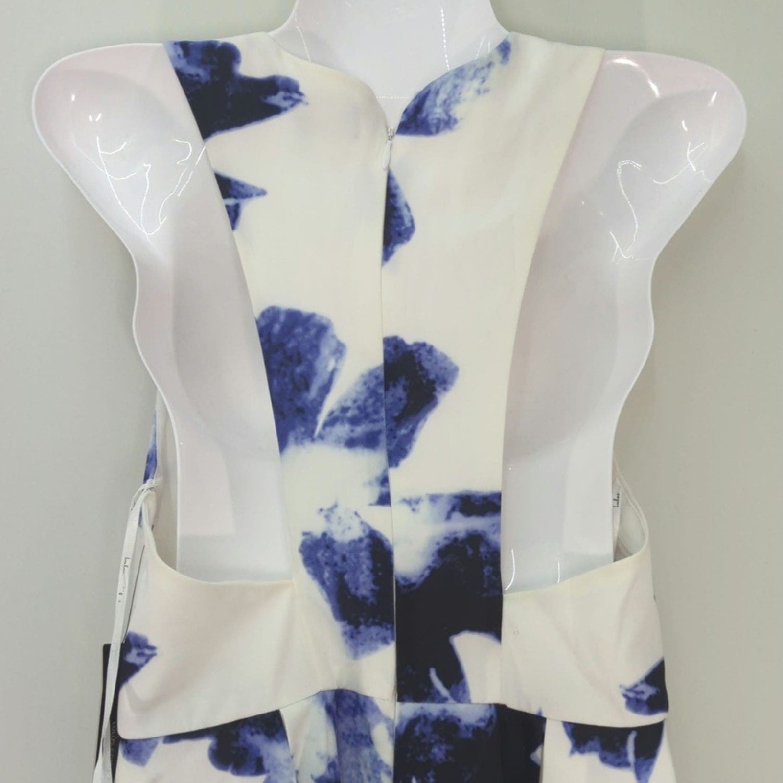 Lulus Seeing Chic Blue and Ivory Print Mini Skater Dress Size S NWT
