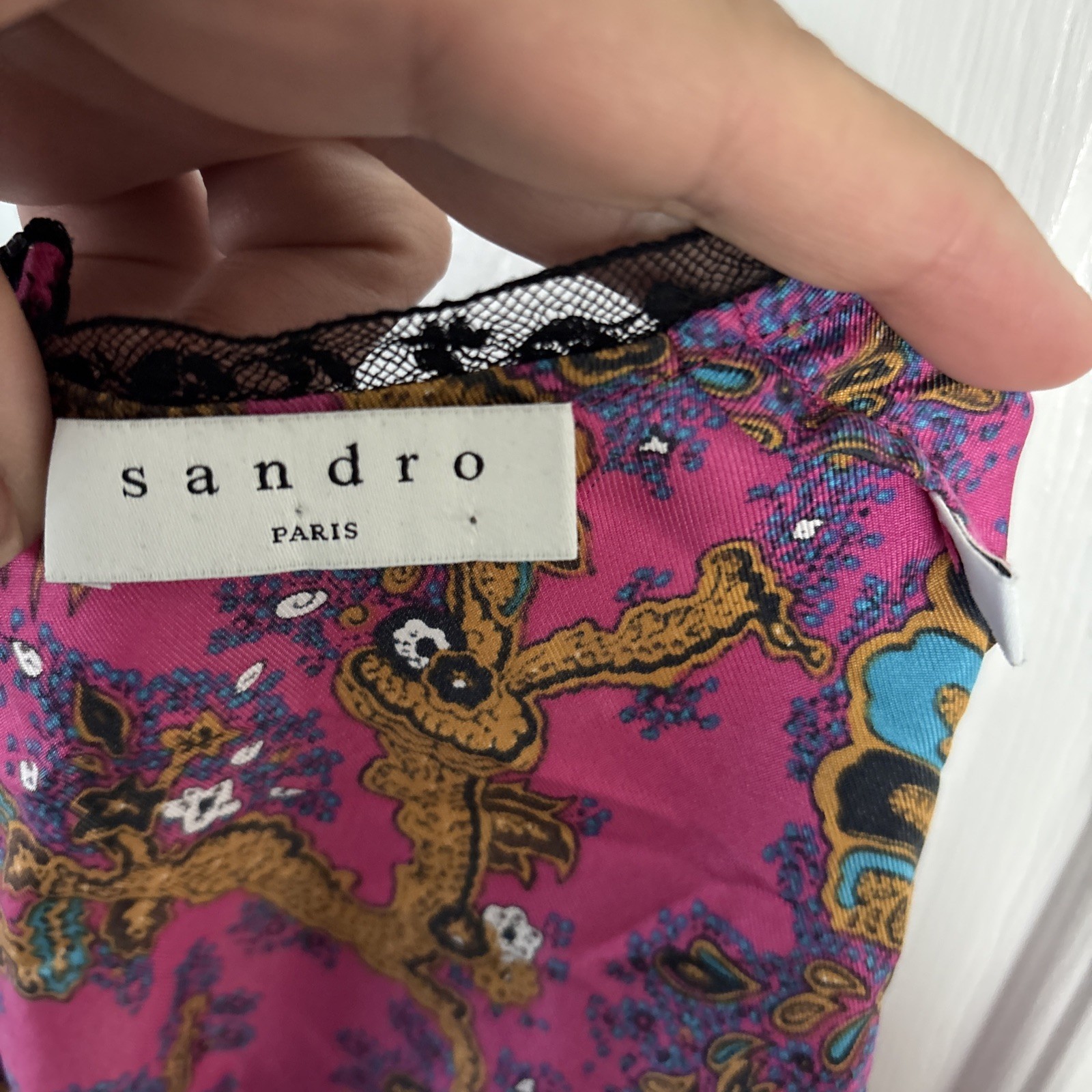 Sandro Paris Silk Midi Dress Sz 38 US 6 Medium Vibrant Pink