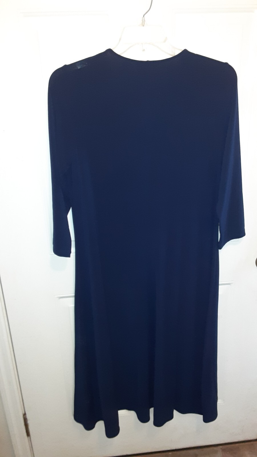 Dennis By Dennis Basso Navy Embellished Hi-low Long Sleeve Dress Size Large