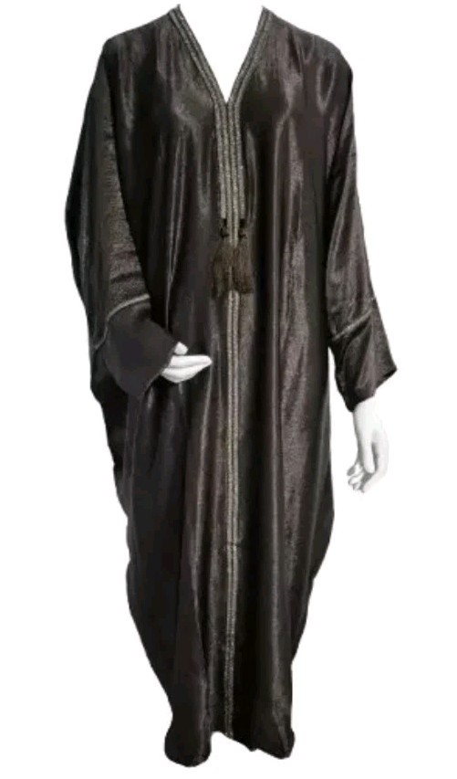 *SS26* Quality Ladies Premium Crushed Satin Frasha Abaya Diamante Brown Size 52