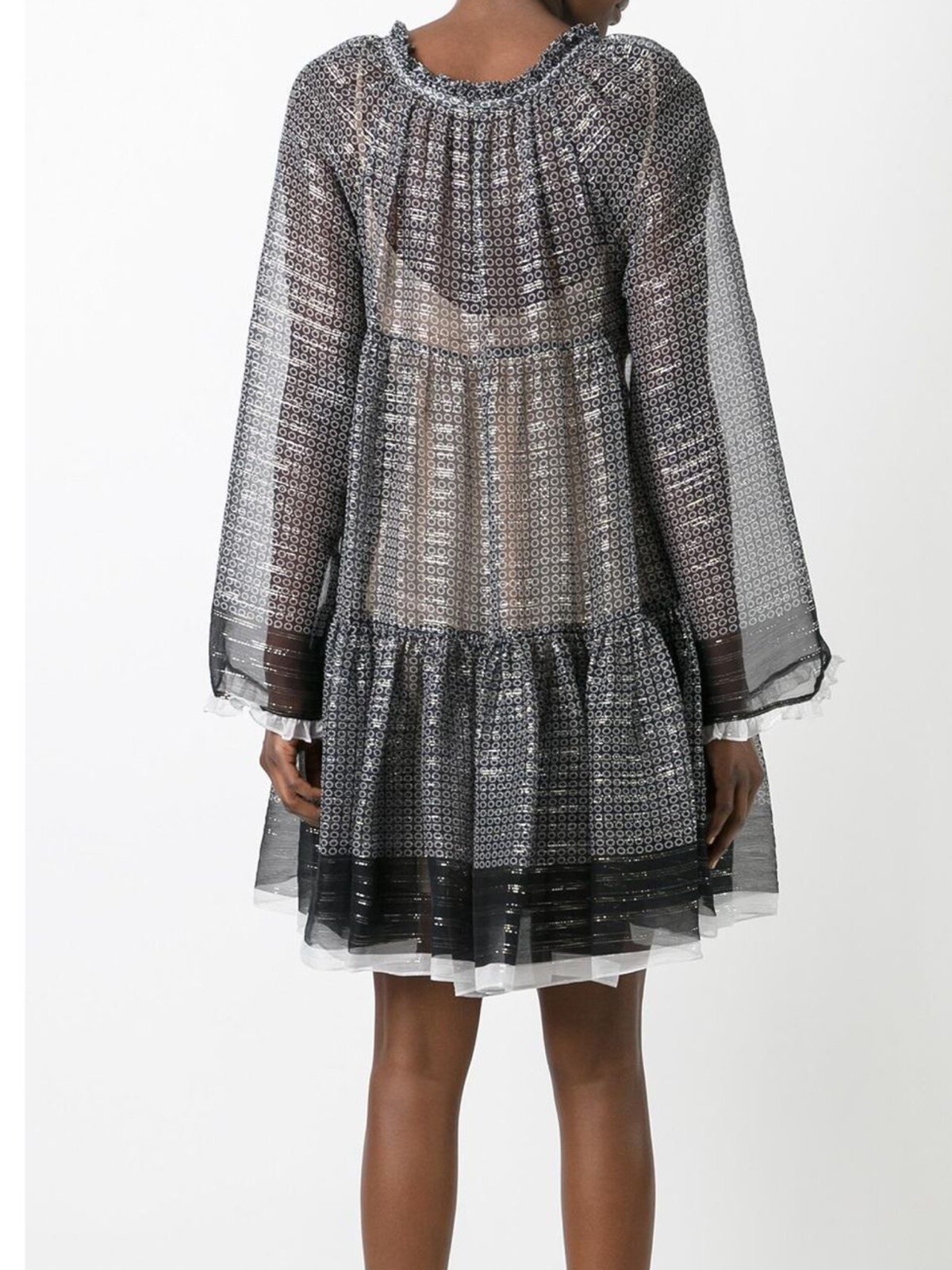 New Stella McCartney Circle Star Print Black Silk Dress Retail $1800.00 Sz 38
