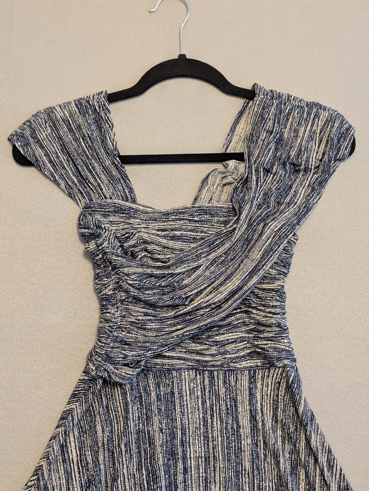 Anthropologie Plenty By Tracy Reese Drape Dress Womens S Blue White Asymmetric