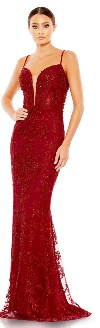 Mac Duggal 20330 Plunging Neck Spaghetti Straps Dress Size 10 NWOT