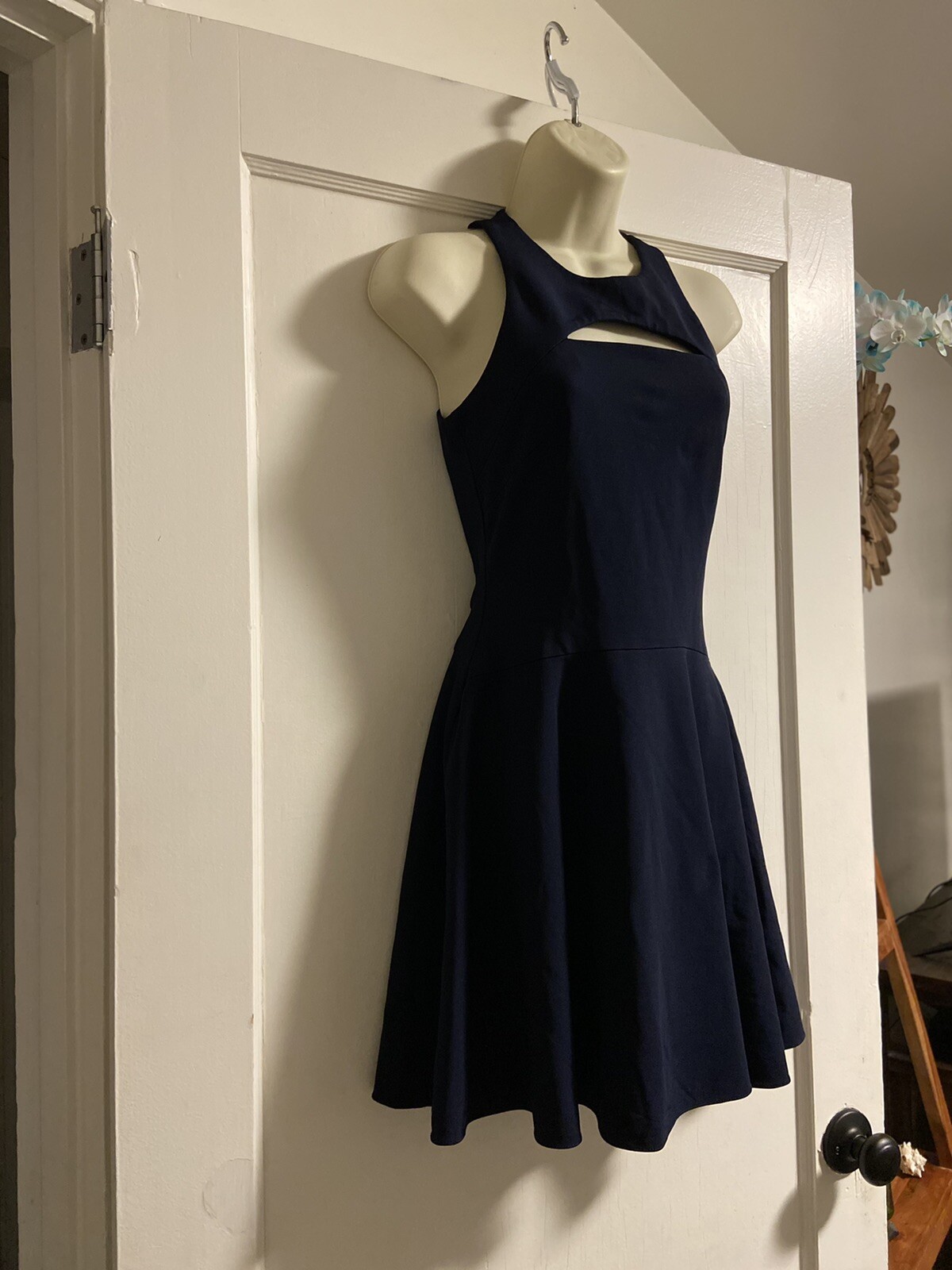 CUSHNIE ET OCHS Dress Mini Cutout Chest Navy Size 2 EUC Made In USA
