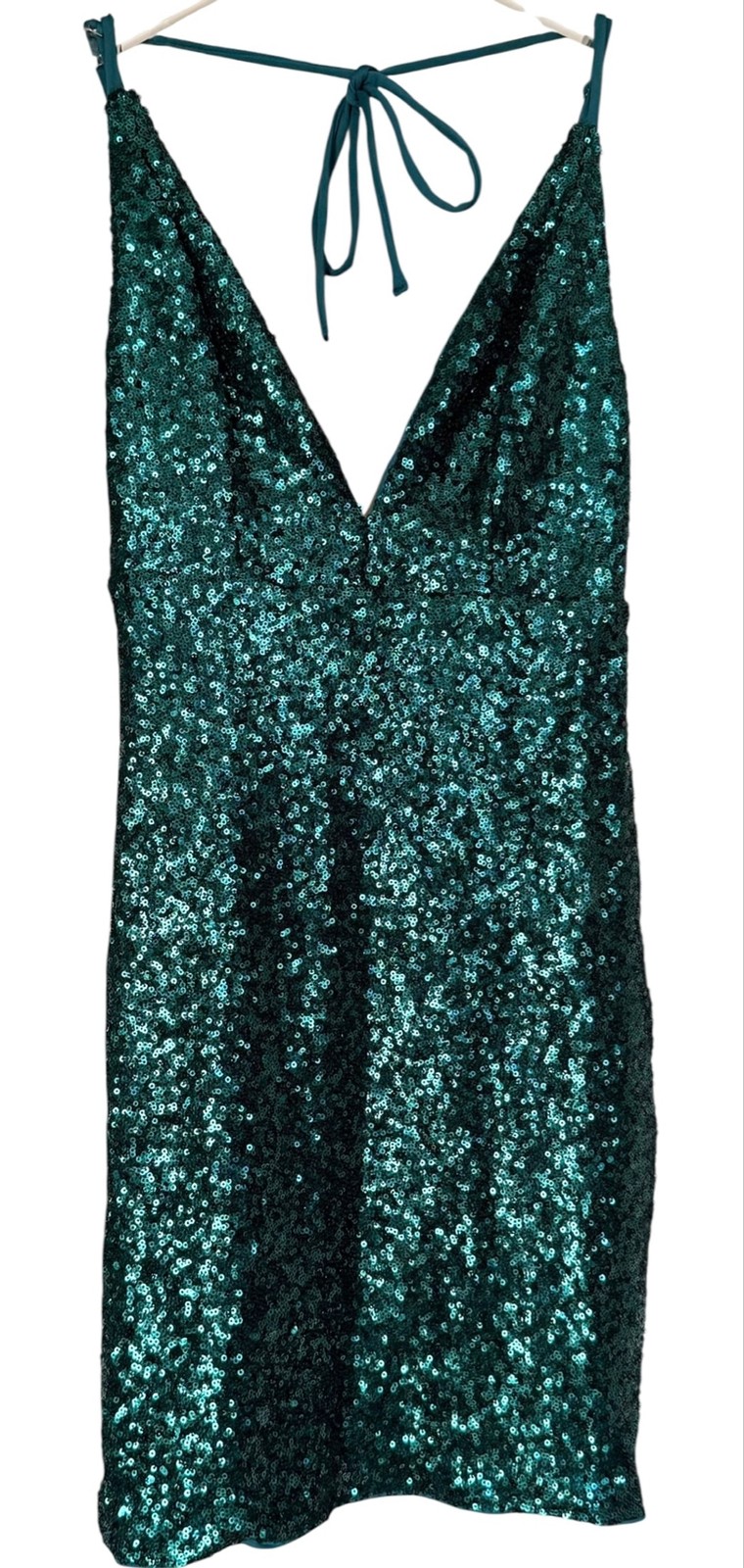Hello Molly Teal Sequin Glitter Gypsy Mini Dress XS NWT