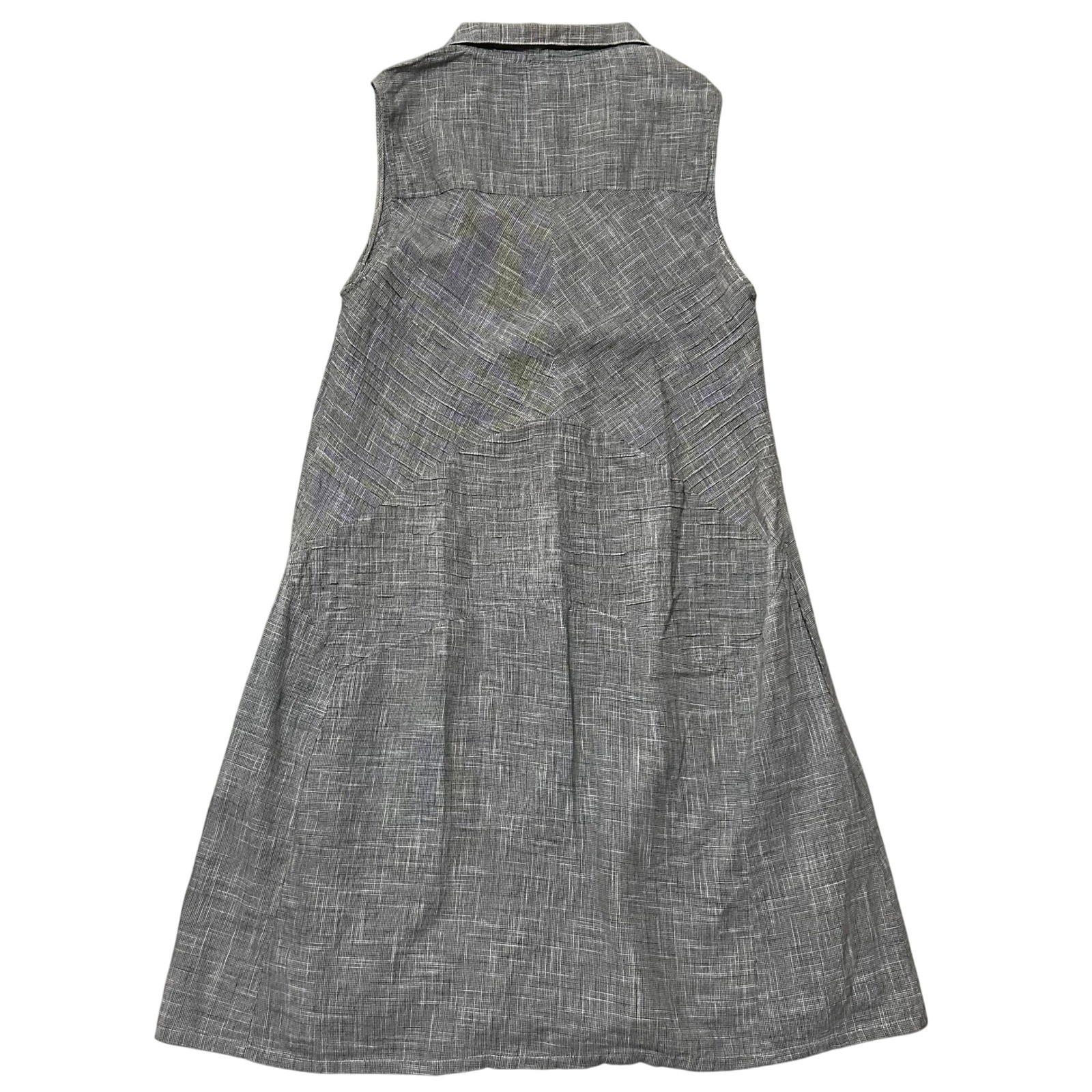 Tulip Sleeveless Button Front A Line Dress Grey Textured Midi Length – S