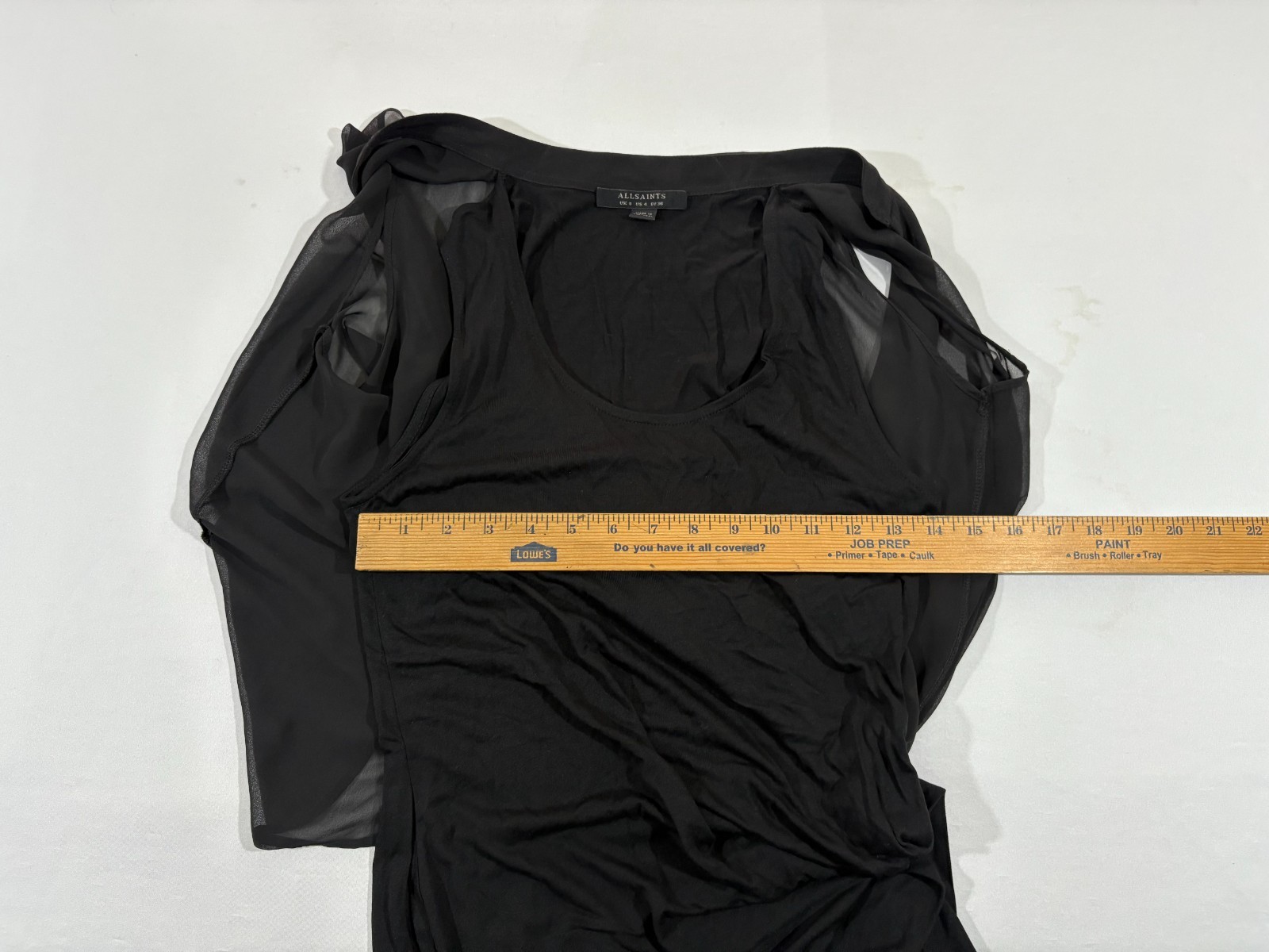 All Saints Black Siri Sleeveless Mini Dress Sheath Blouson Cocktail Grunge Sz 4