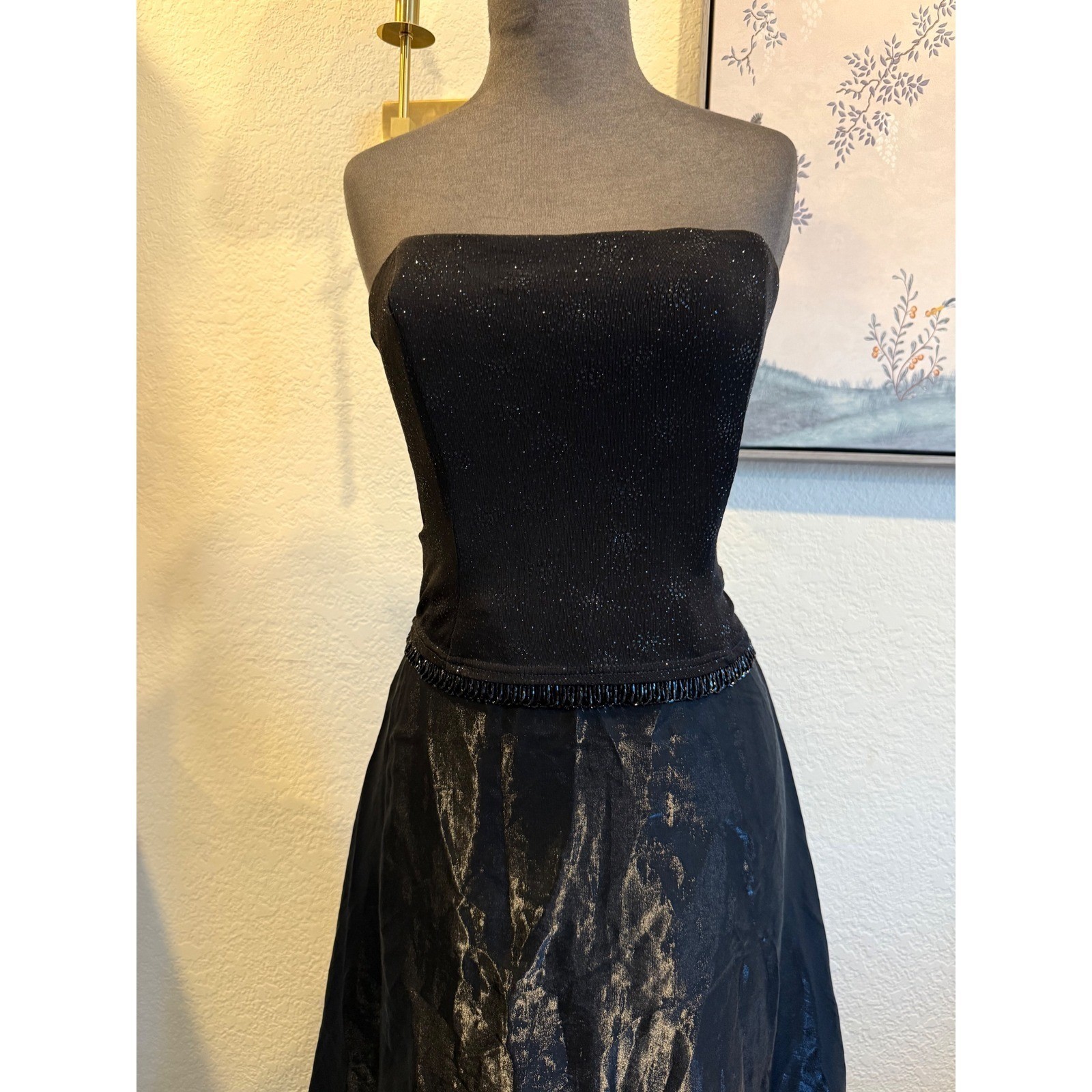 Scott McClintock Millennium 2000 Vintage Strapless Gown Black Beaded Petite 10