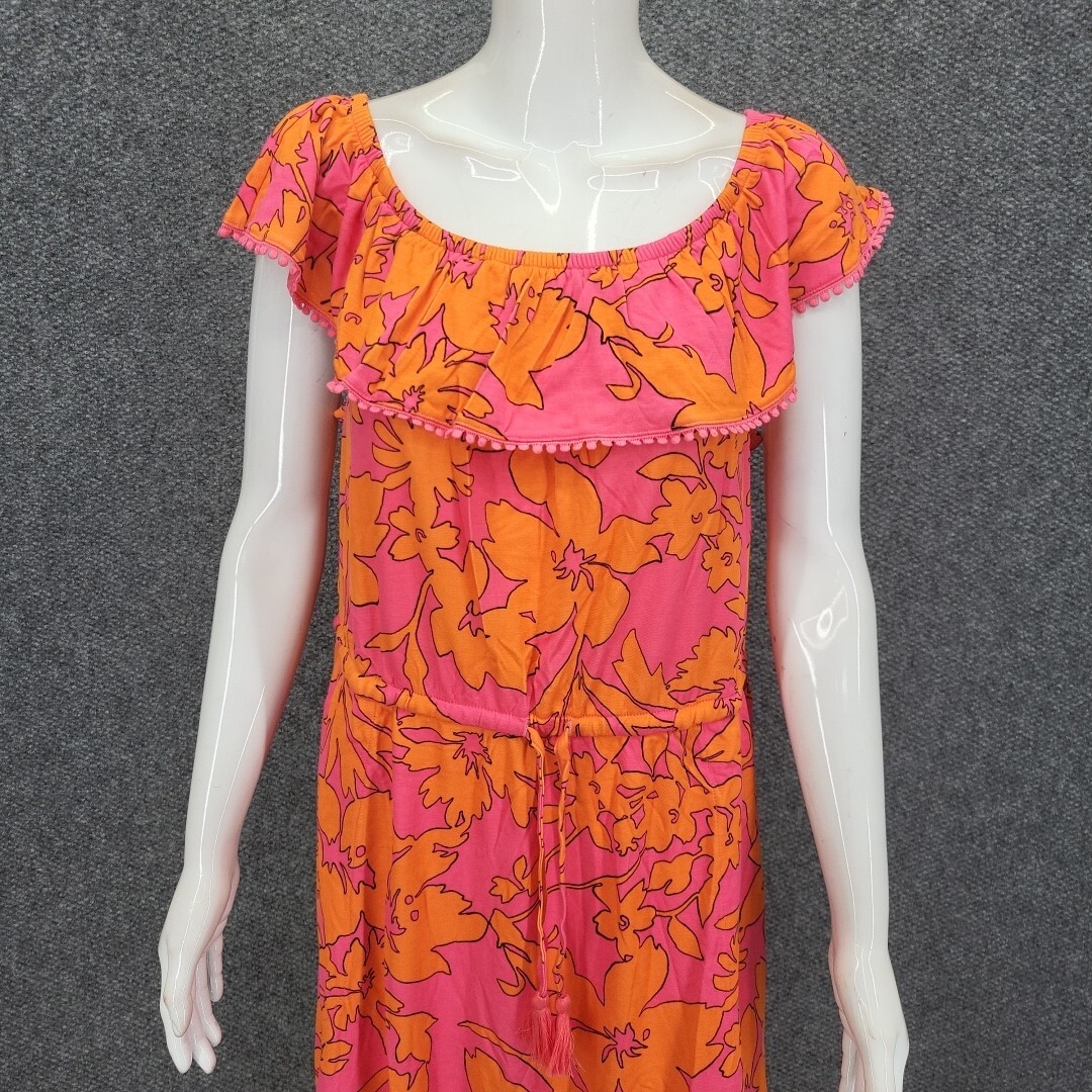 Isaac Mizrahi Live Allover Printed Modern Dress Petite Large Sz Pink Trendy Top