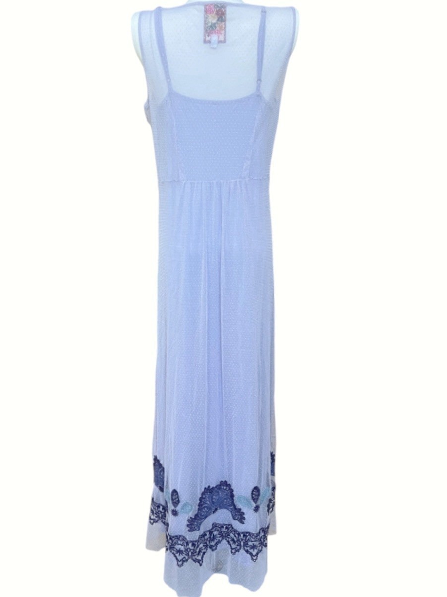 Johnny Was NWOT Bitola Mesh Maxi Slip Dress Sz S Sleeveless Embroidered Resort