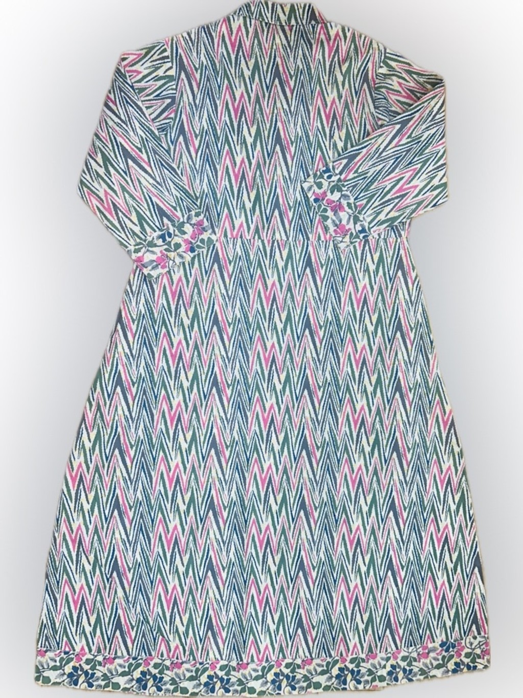 NWT Mapulder SZ M Chevron Midi Shirt Dress Pink/White/Blue/Green/Gray/Bust 40”